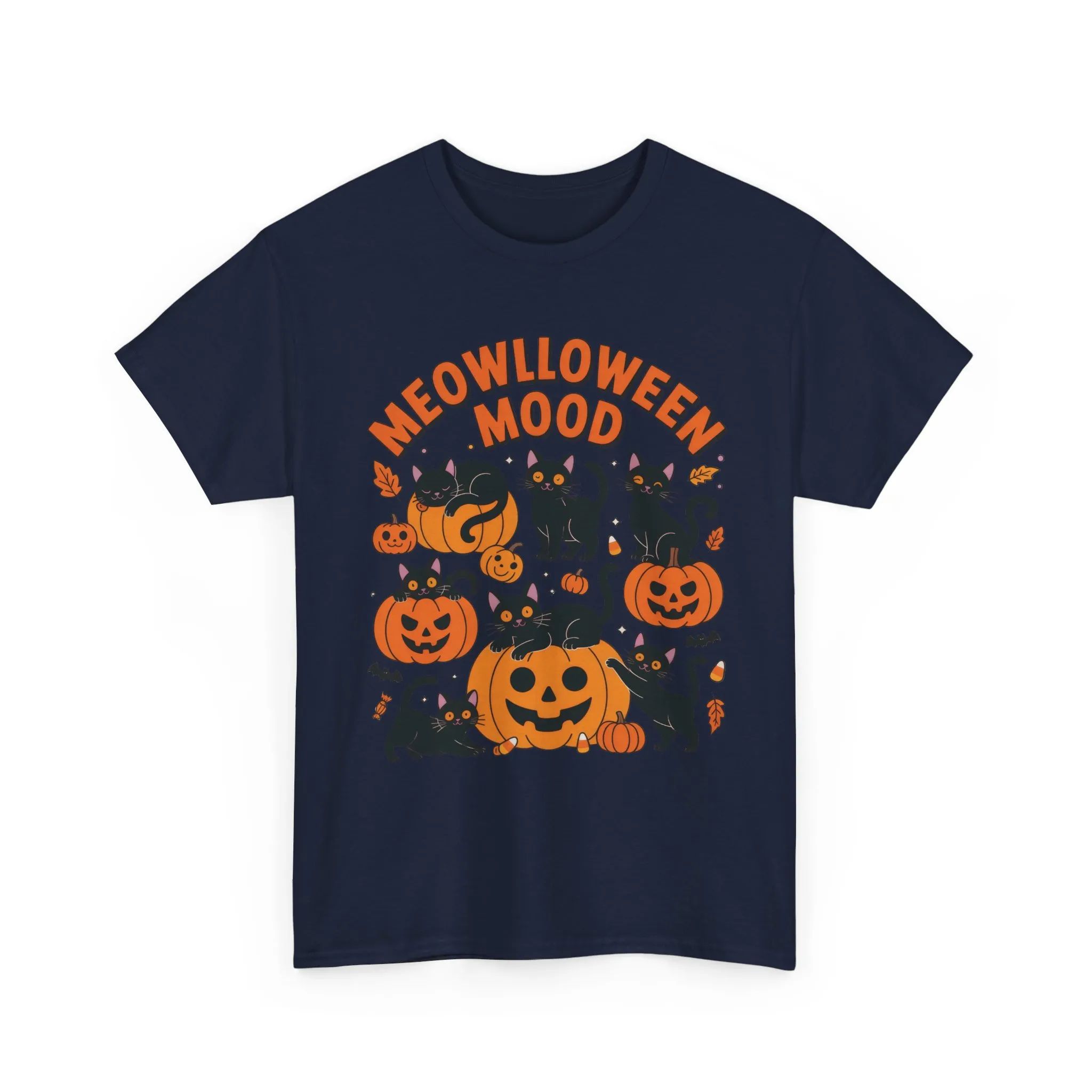 Meowlloween Mood Cat Shirt for Women, Cute Black Cat and Pumpkin Halloween Tee, Cozy Fall Kawaii Spooky Graphic Top, Cat Lover Gift - Image 16
