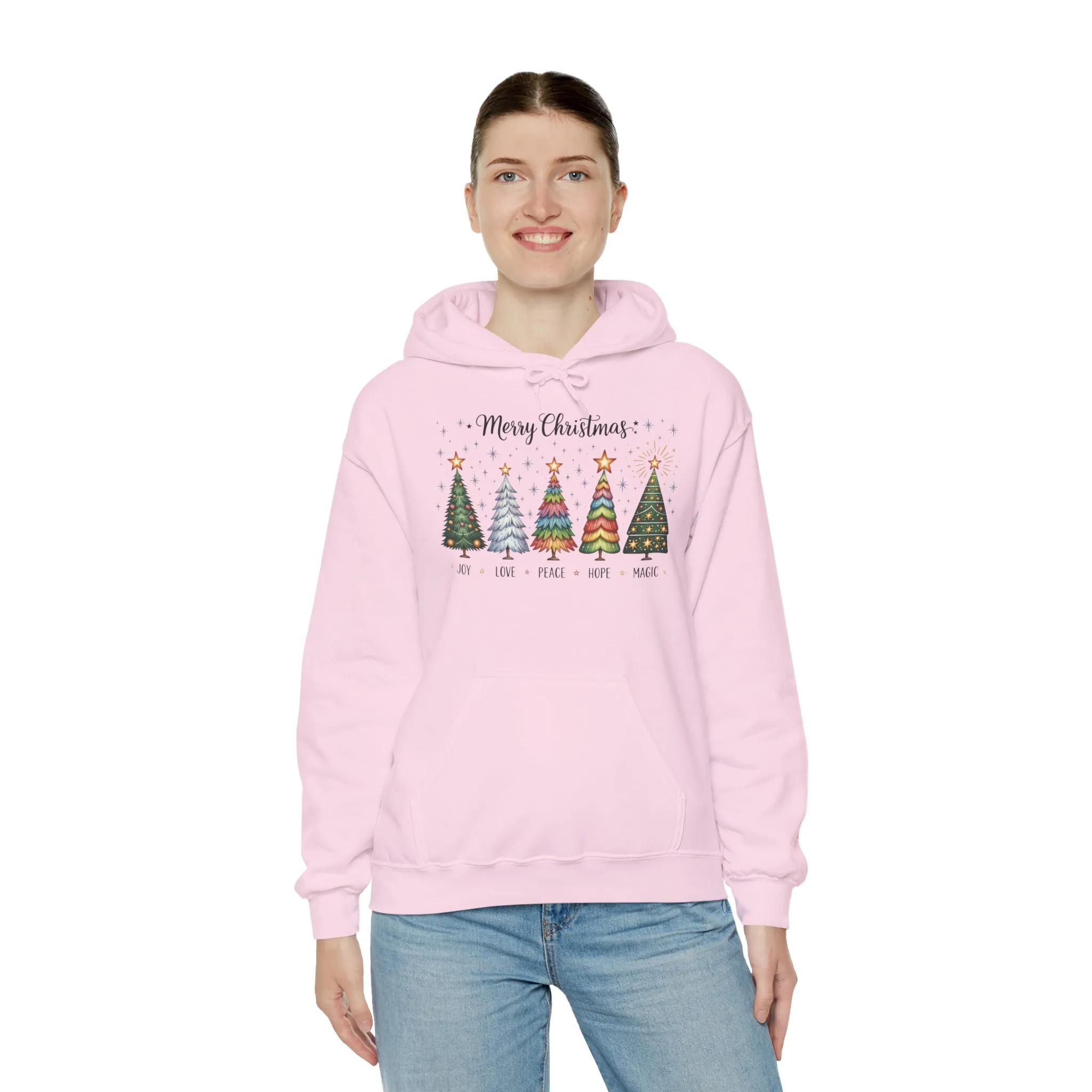 Merry Christmas Women's Hoodie, Joy Love Peace Hope Magic Holiday Hoodie, Women's Heavy Blend™ Hooded Sweatshirt - Image 4