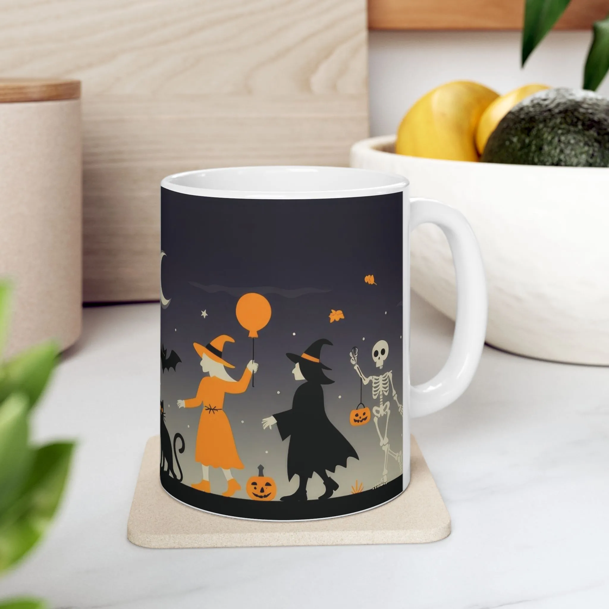 Halloween Night Parade Mug, Witches, Ghosts, Skeletons, Spooky Night Coffee Cup, Gothic Fall Gift for Her - HimCeramic Mug, (11oz, 15oz) - Image 8