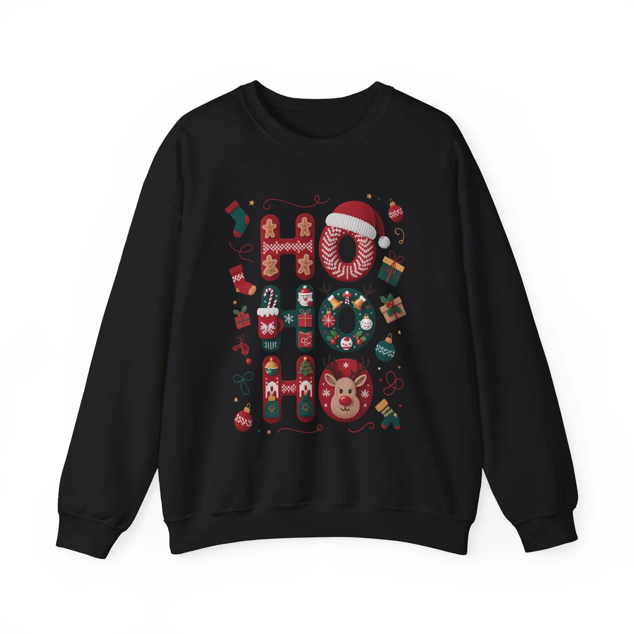 Ho Ho Ho Christmas Sweatshirt, Cute Women's Holiday Hoodie - T-Shirt, Festive Gingerbread - Reindeer Design, Cozy Winter Christmas Jumper - Image 7