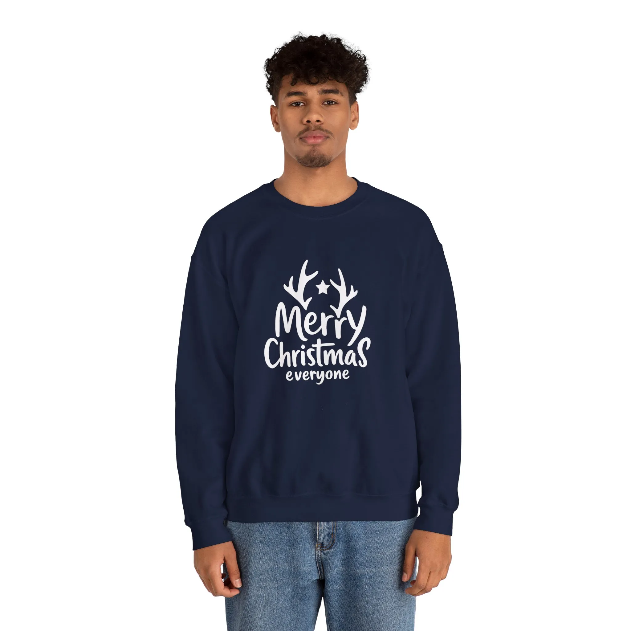 Merry Christmas Everyone Men's Sweatshirt, Classic Holiday Pullover, Minimal Winter Style Crewneck Sweatshirt - Image 17
