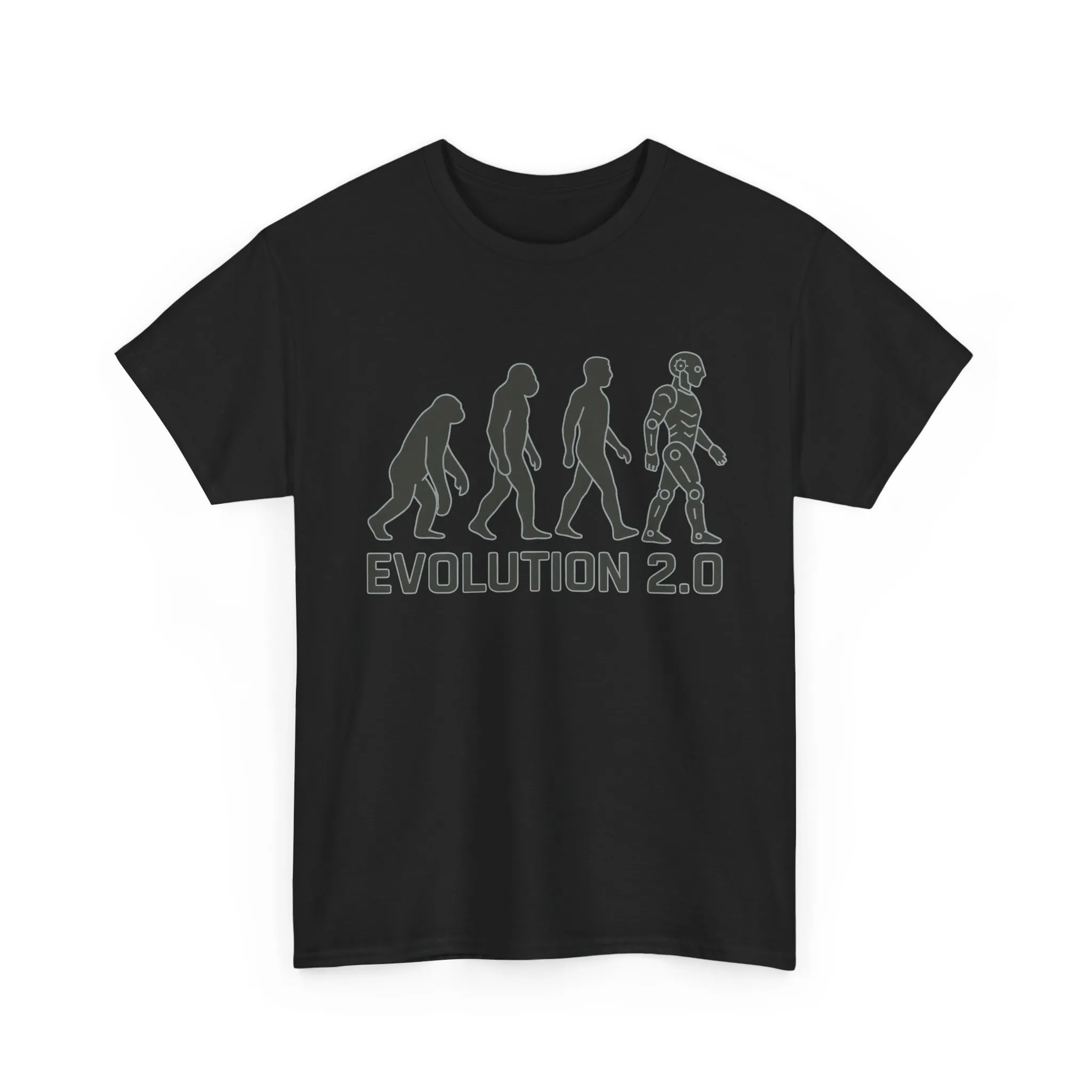 Evolution 2.0 Futuristic Robot Human Evolution T-Shirt, Cyberpunk Tech Graphic Tee for Men, Modern AI Inspired Sci-Fi Shirt - Image 5