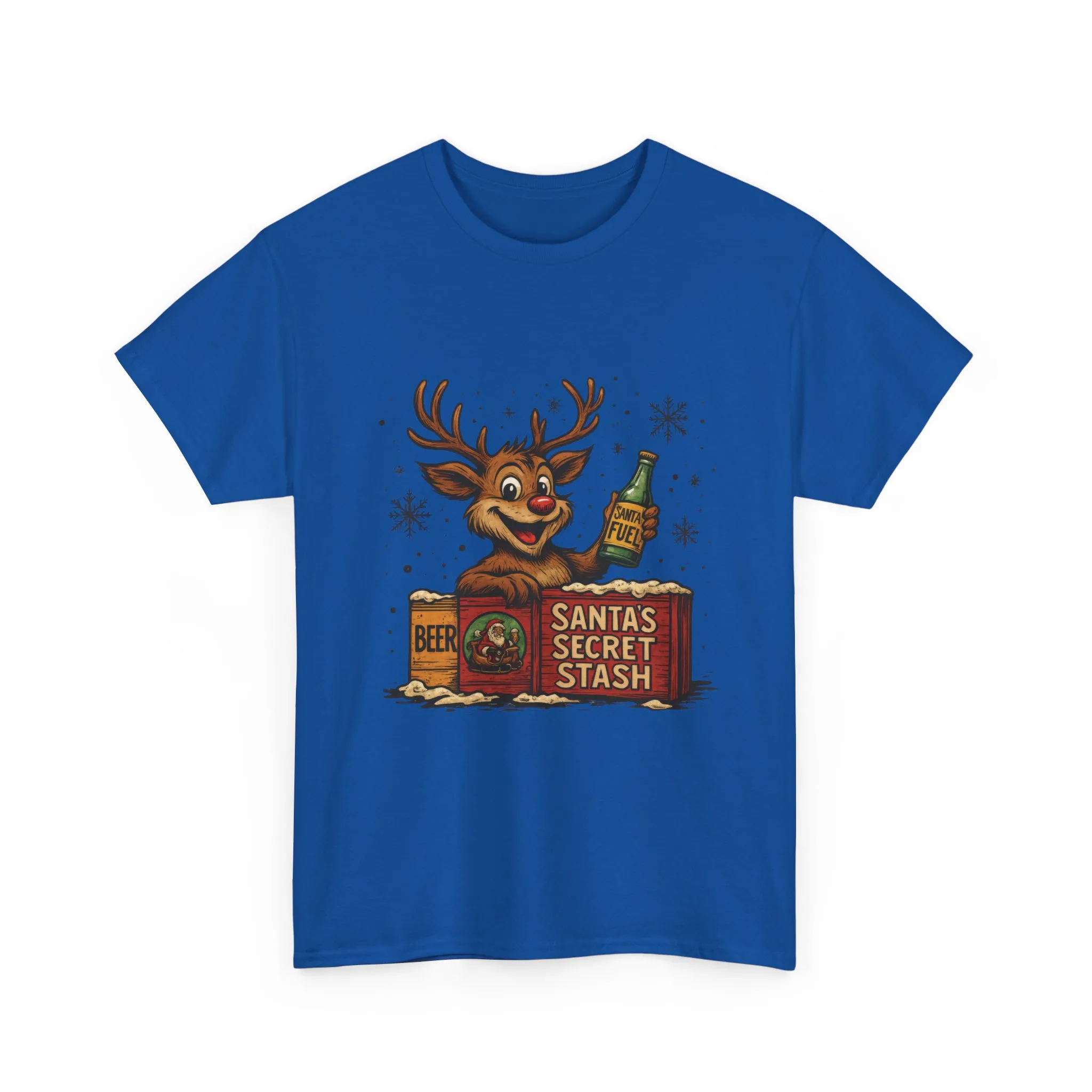 Men's Funny Christmas T-Shirt, Santa's Secret Stash Reindeer Tee - Image 22