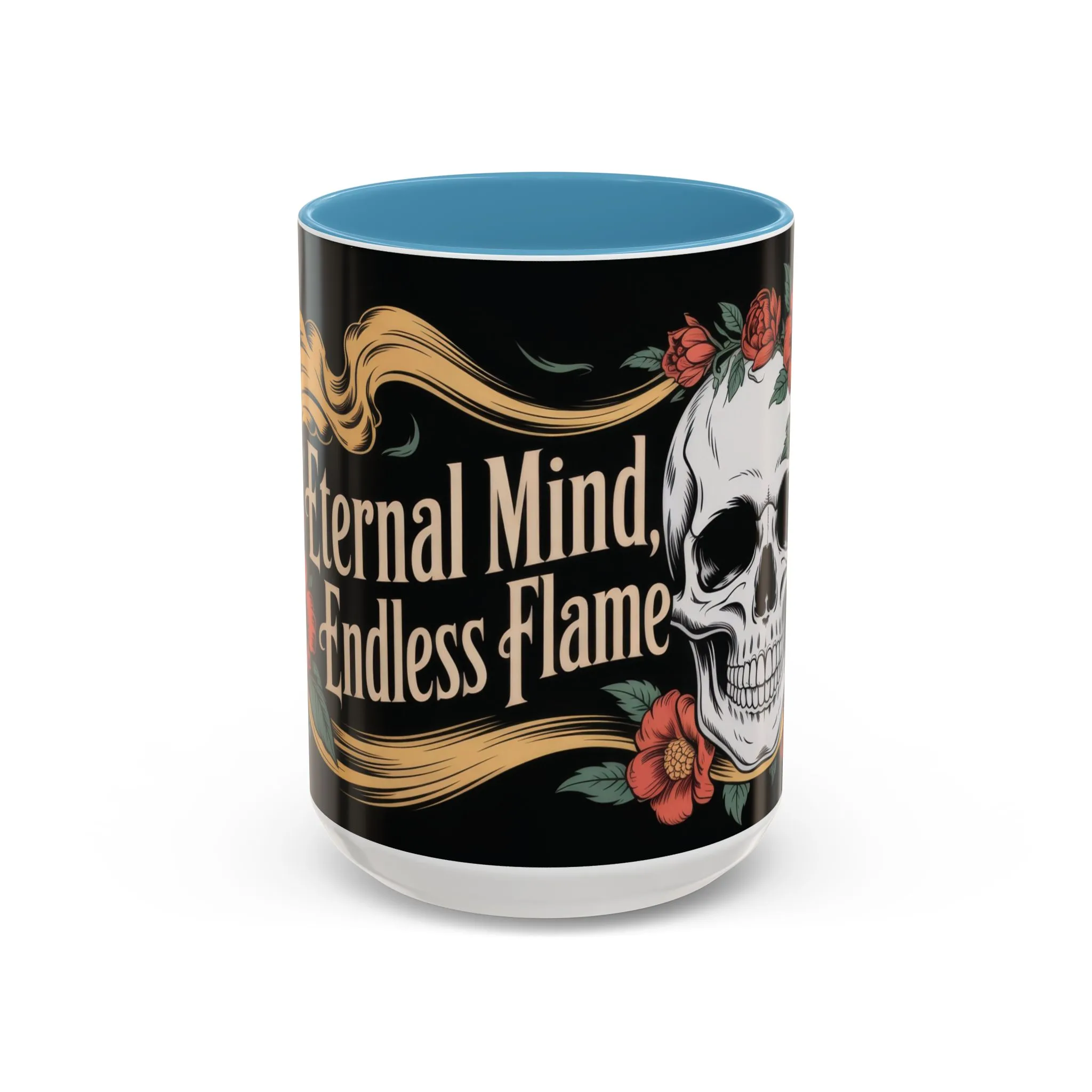 Eternal Mind Endless Flame Mug, Gothic Skull - Floral Coffee Cup, Dark Romantic Gift for Halloween or Everyday Use, Coffee Mug (11, 15oz) - Image 21