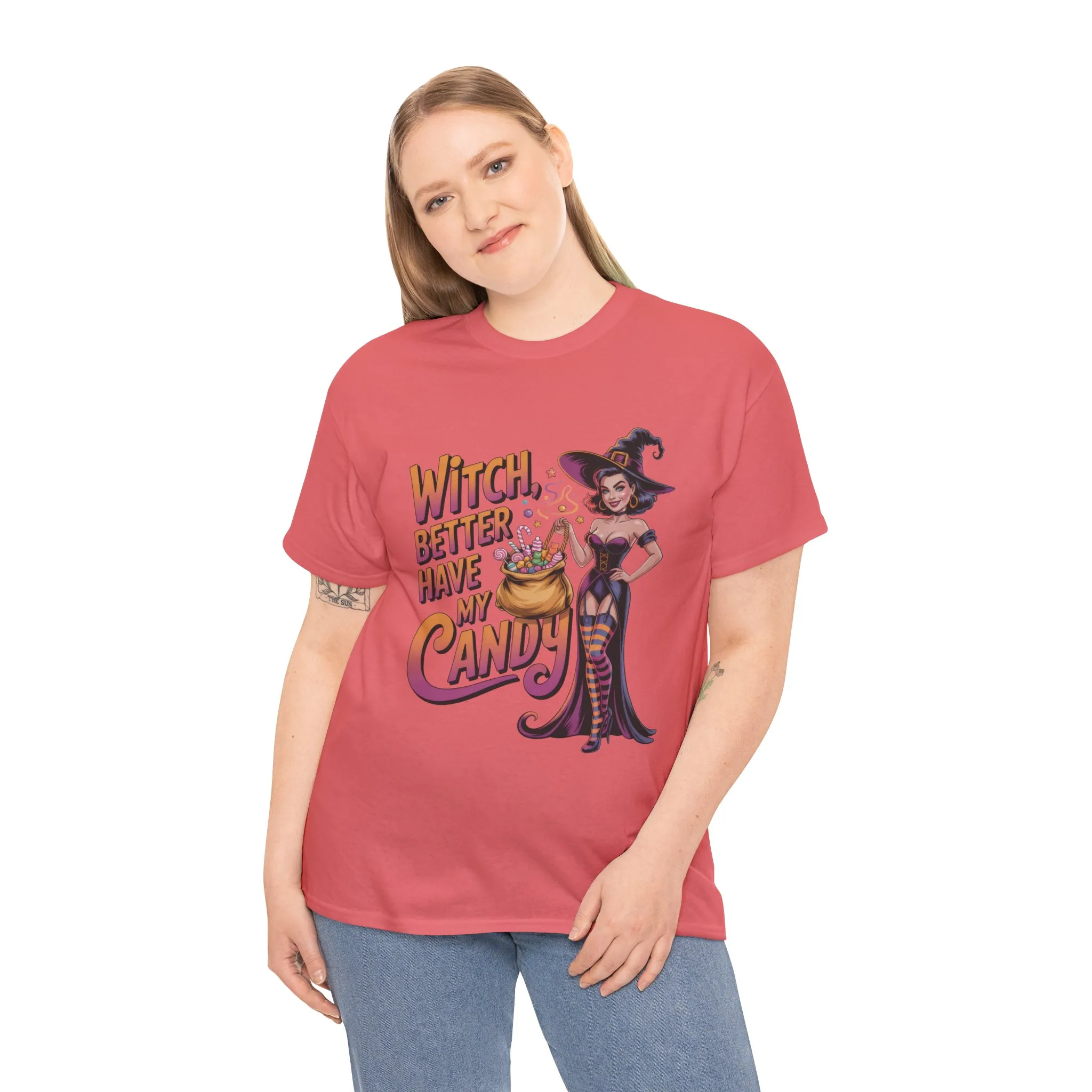 Witch Better Have My Candy Halloween T-Shirt for Women, Funny Spooky Witch Tee, Retro Pin-Up Halloween Shirt, Sassy Fall Party Top - Image 9