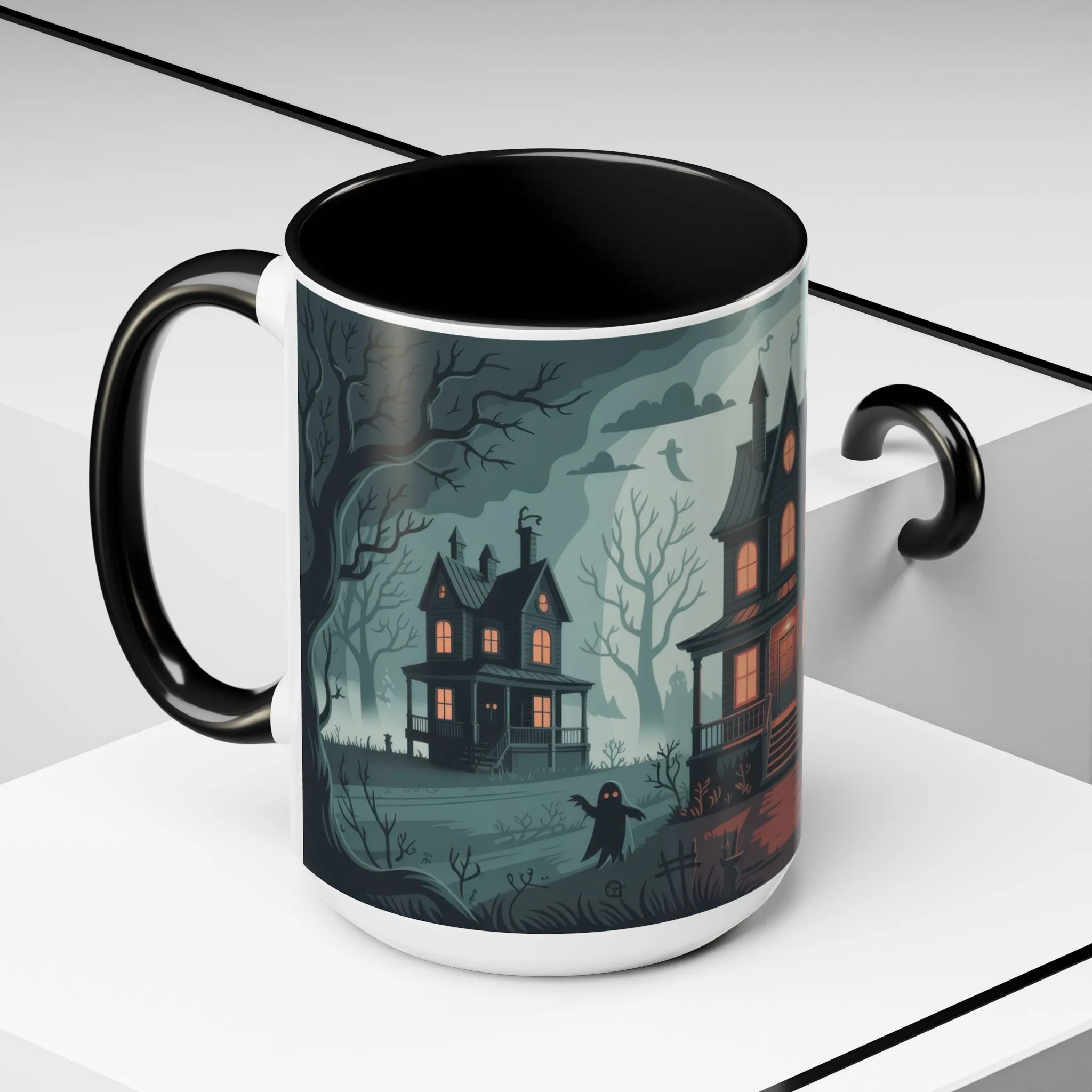 Haunted Mansion Mug, Ghostly Gothic Forest Coffee Cup, Spooky Haunted House Halloween Gift for Horror Lovers, Accent Coffee Mug (11, 15oz) - Image 10