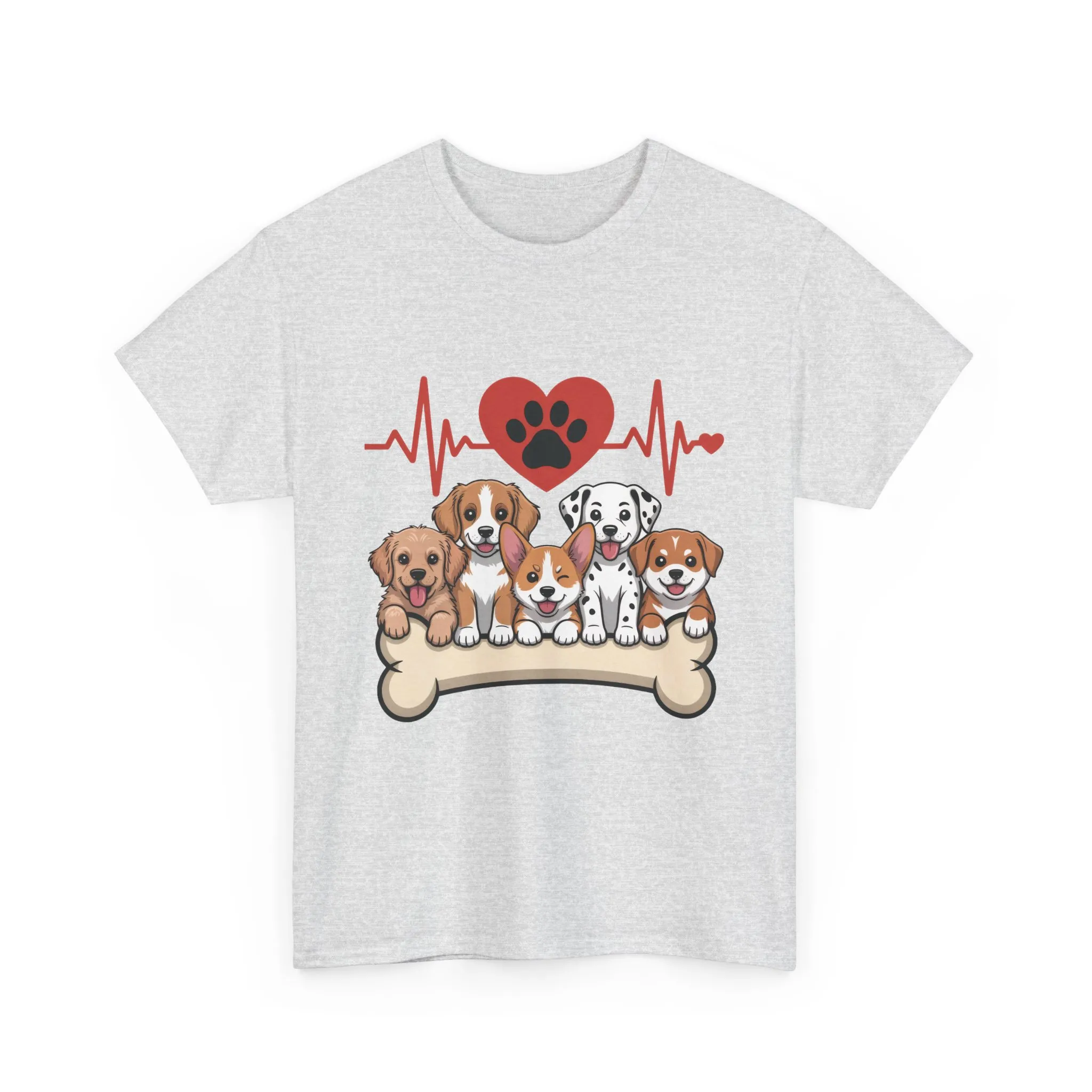 Cute Puppy Heartbeat Women's T-Shirt, Dog Lover Gift, Paw Print Heart Graphic Tee - Image 4