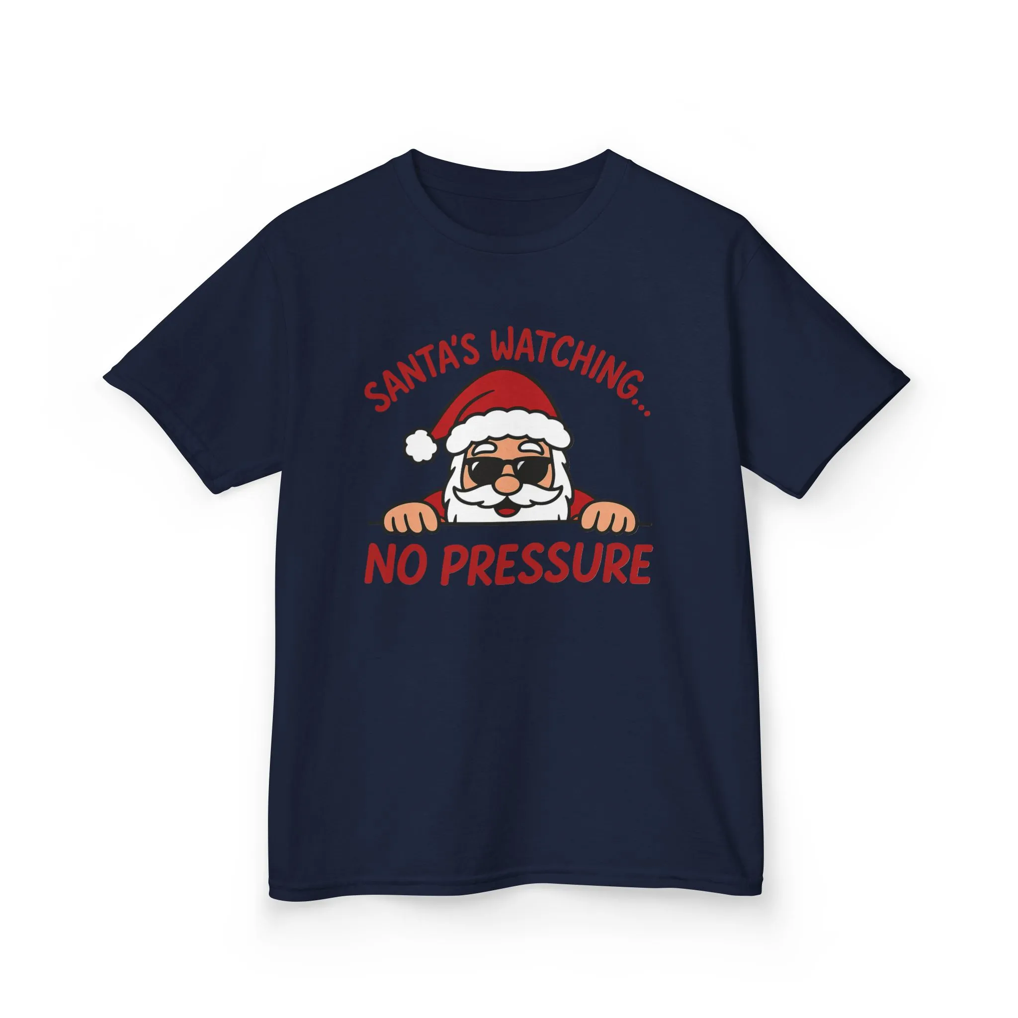 Santa's Watching No Pressure Kids Christmas T-Shirt, Funny Holiday Tee for Youth - Image 16