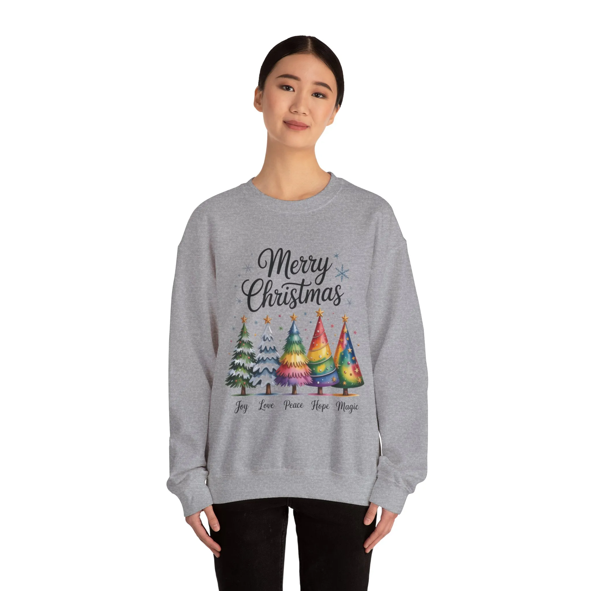 Merry Christmas Women's Sweatshirt, Joy Love Peace Hope Magic Pullover, Women's Heavy Blend™ Crewneck Sweatshirt - Image 8