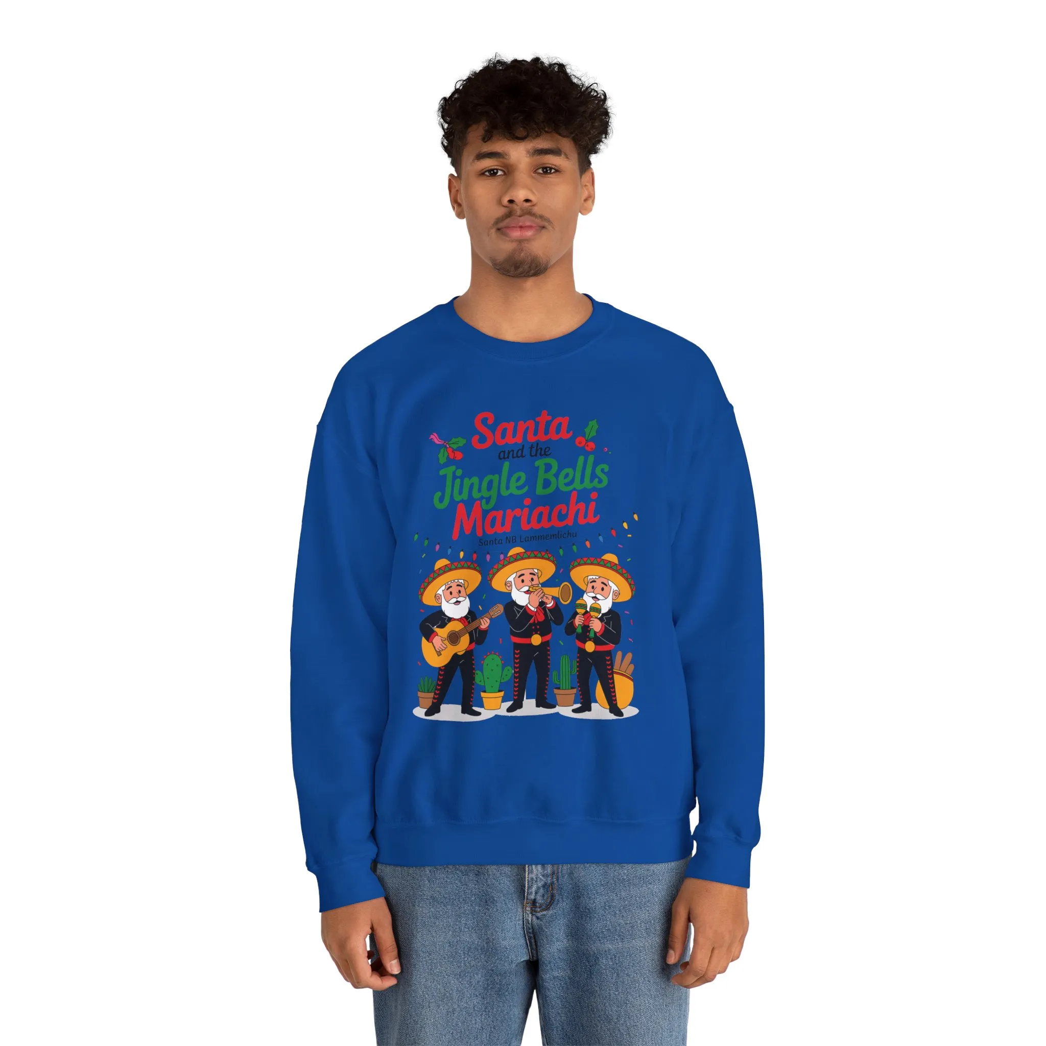 Santa and the Jingle Bells Mariachi Sweatshirt, Funny Mexican Christmas Jumper, Latin Holiday Fiesta Pullover - Image 20