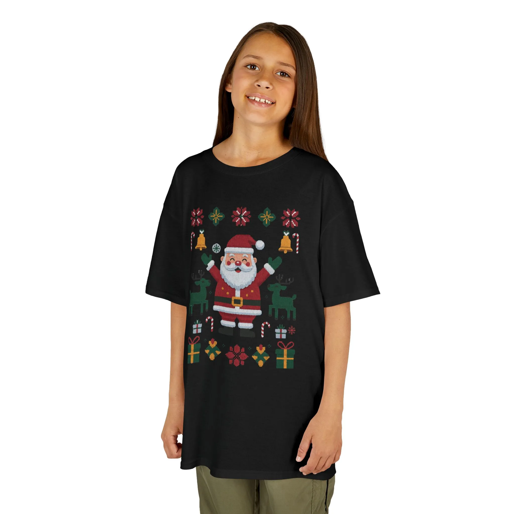 Kids Santa Christmas T-Shirt, Cute Reindeer Holiday Tee, Classic Christmas Shirt for Girls - Image 6