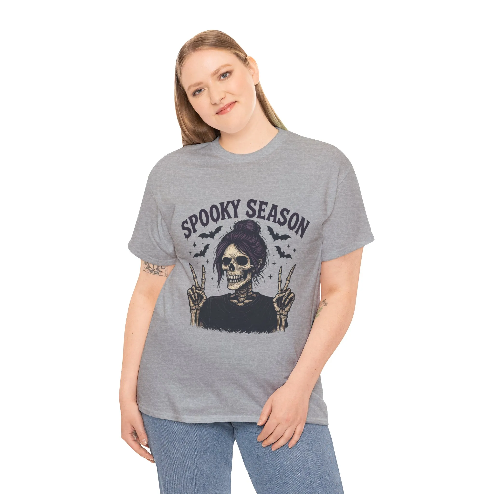 Spooky Season Women's T-Shirt, Funny Skeleton Girl Halloween Graphic Tee, Gothic Fall Shirt - Image 9