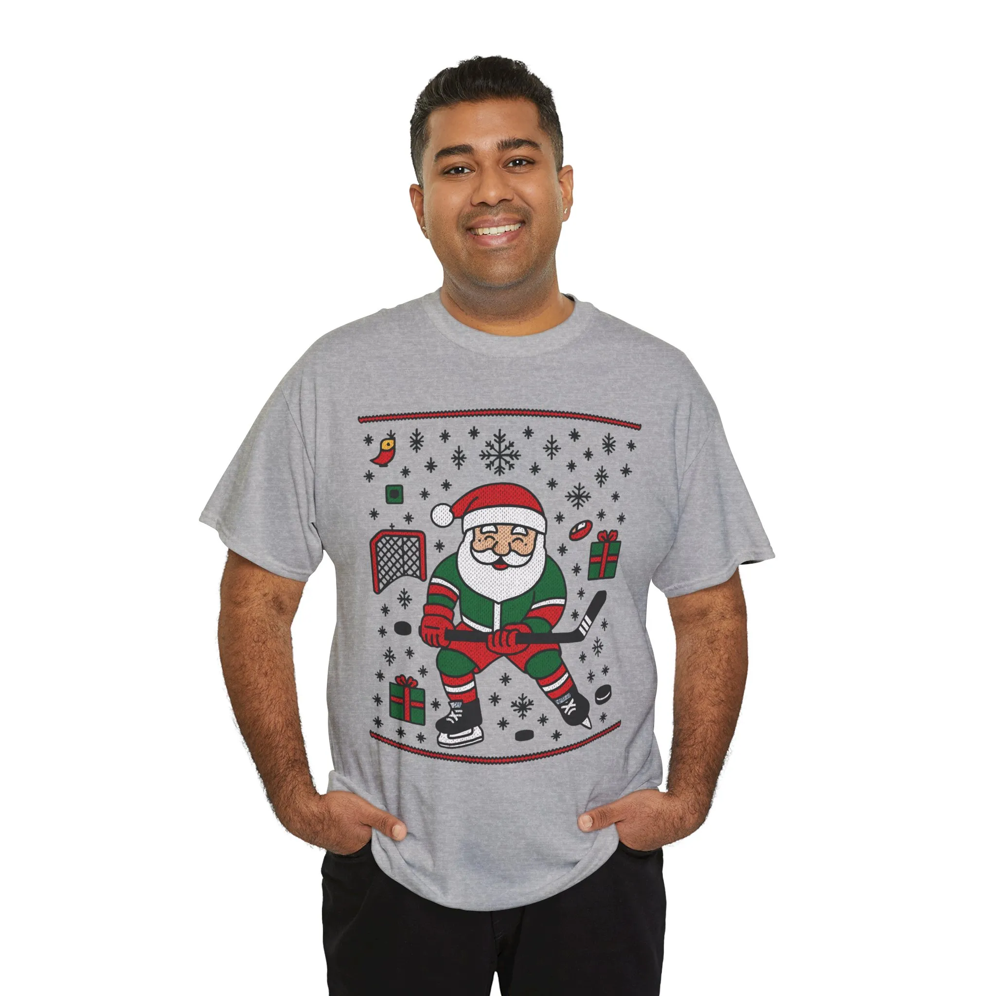 Hockey Santa Men's Christmas T-Shirt, Funny Sports Holiday Tee - Image 3