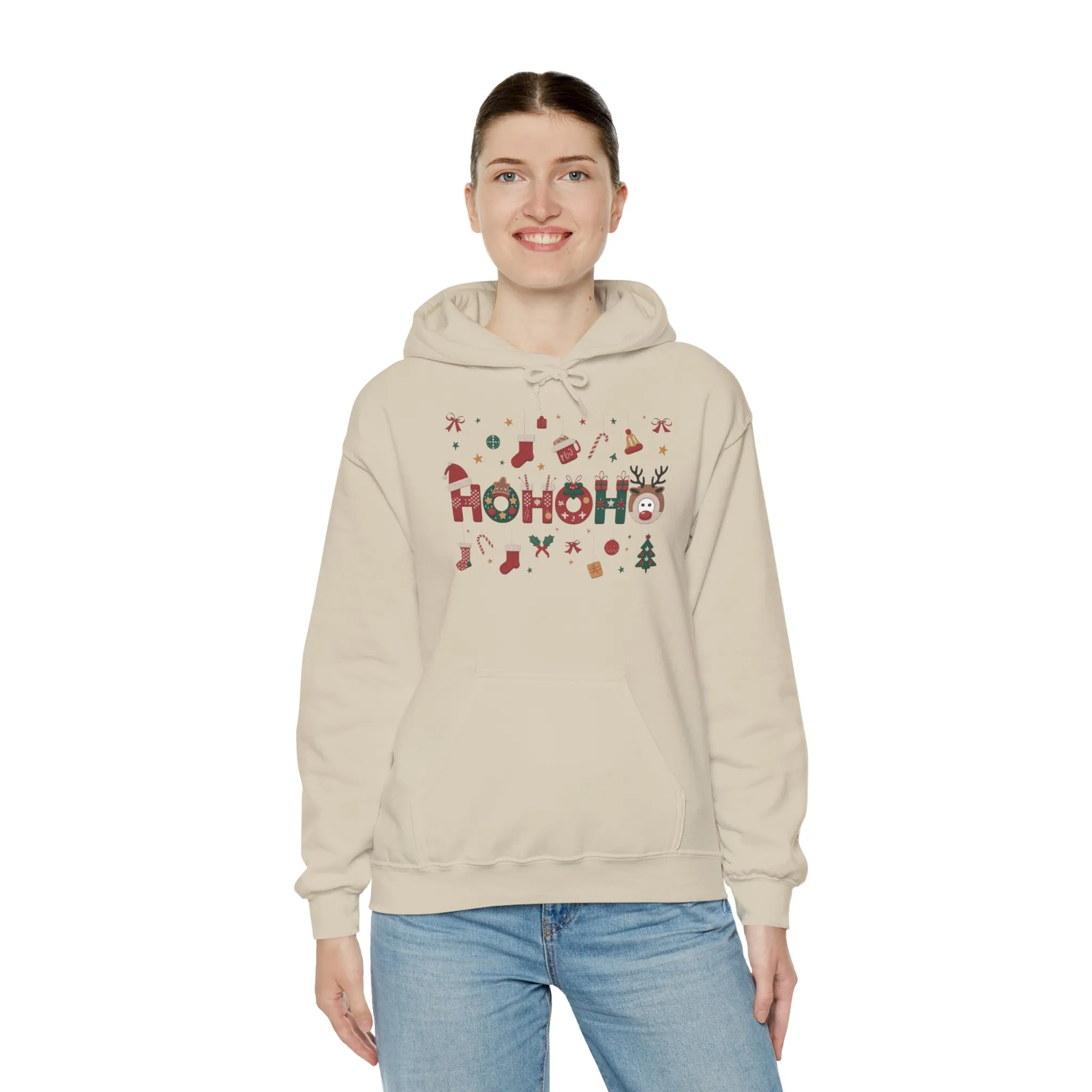 Matching Ho Ho Ho Christmas Sweatshirts, Mom and Daughter Holiday Hoodie Set, Cute Gingerbread - Reindeer Design, Family Christmas Outfits - Image 16