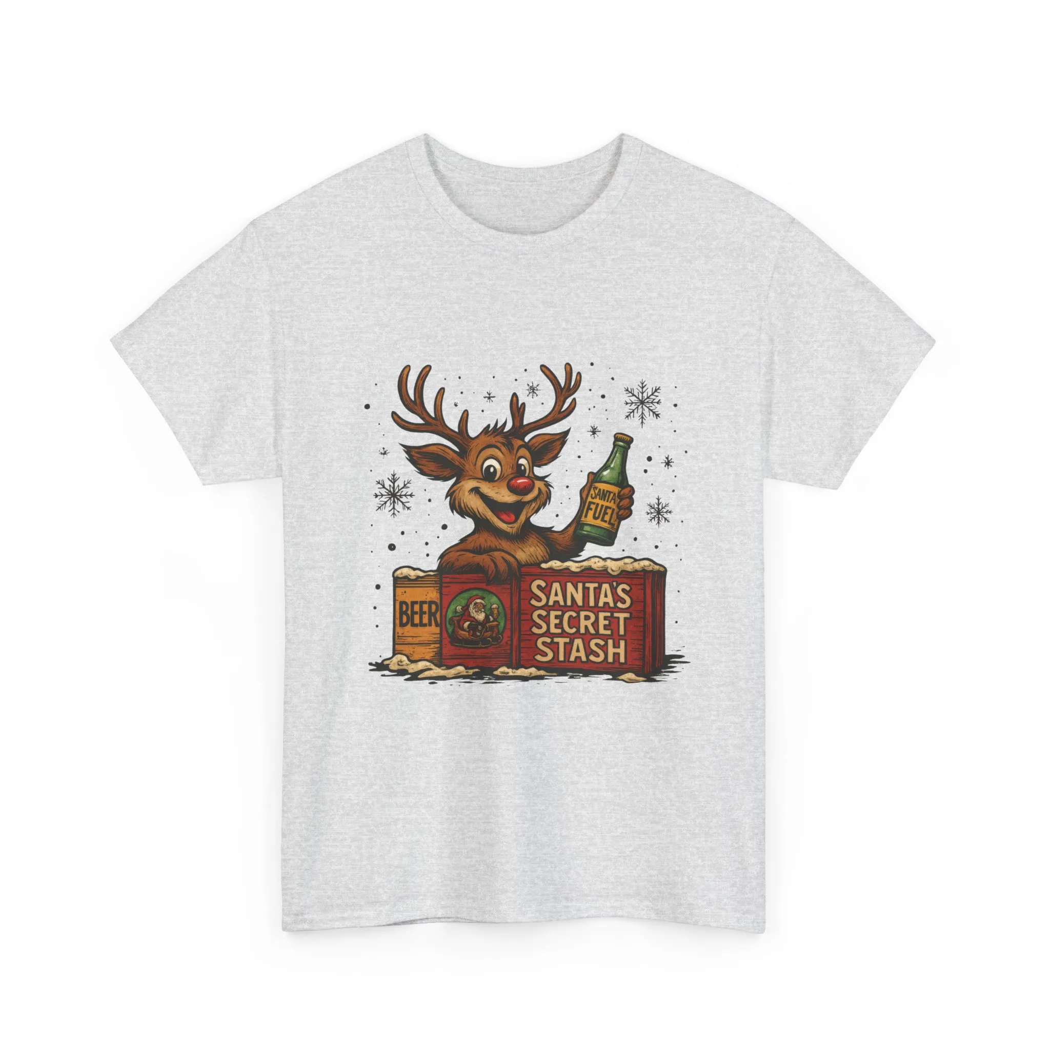 Men's Funny Christmas T-Shirt, Santa's Secret Stash Reindeer Tee - Image 4