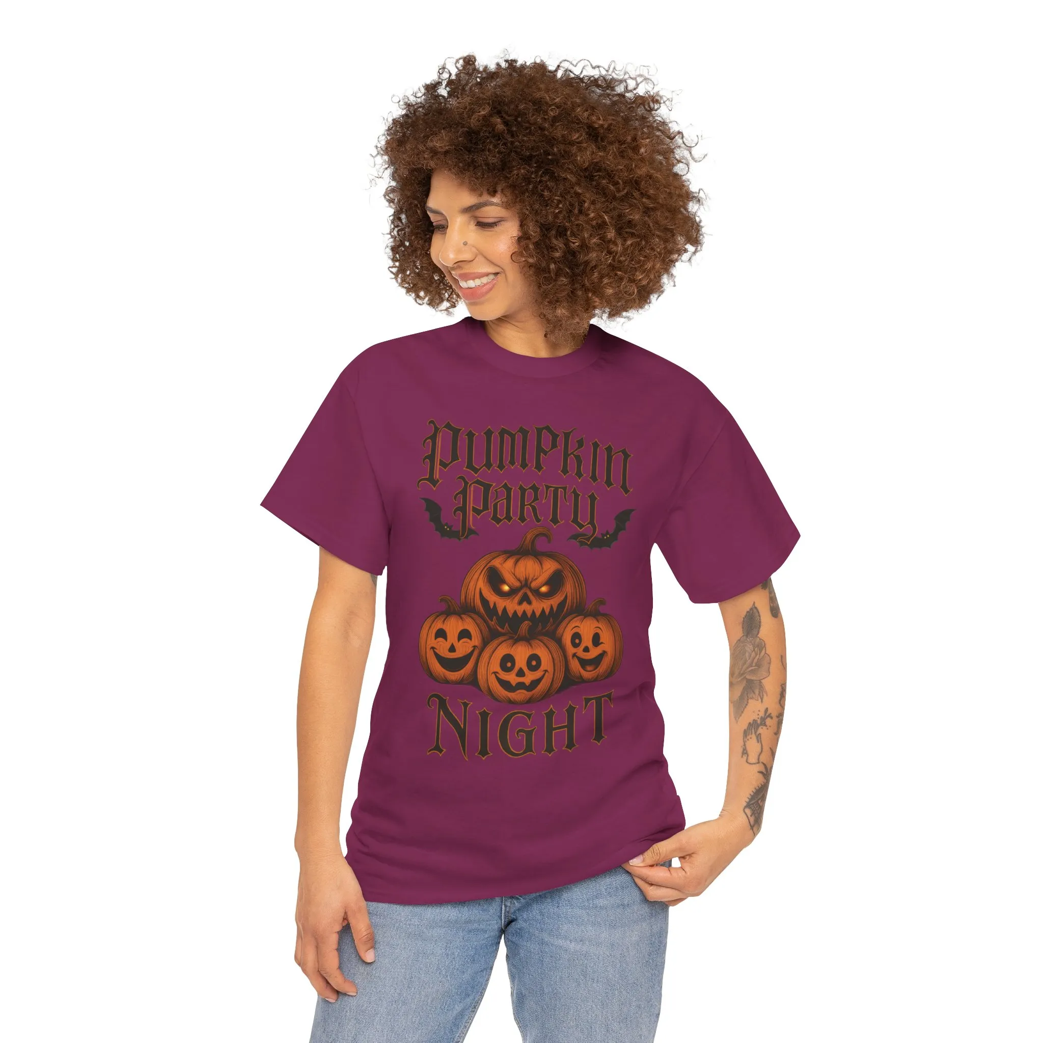 Pumpkin Party Night Shirt, Women's Halloween Gothic Pumpkin T-Shirt, Spooky Jack O Lantern Party Tee, Cute Scary Fall Shirt - Image 26