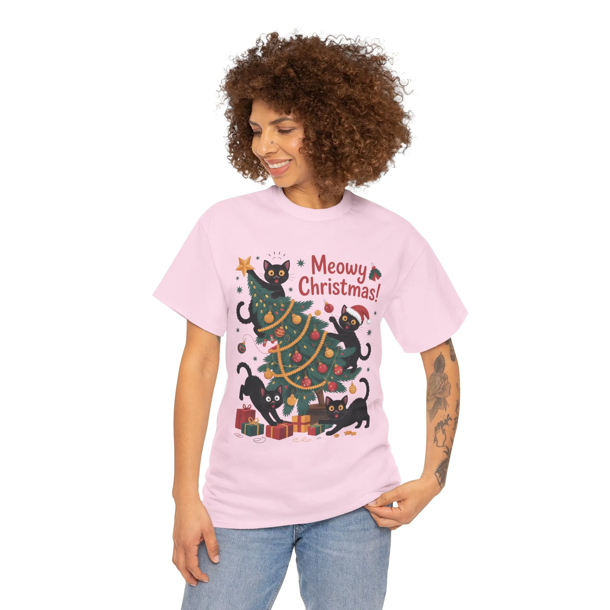Funny Black Cats Christmas Tree T-Shirt, Cute Cat Lover Holiday Tee, Christmas Cat Chaos Shirt for Women - Image 26