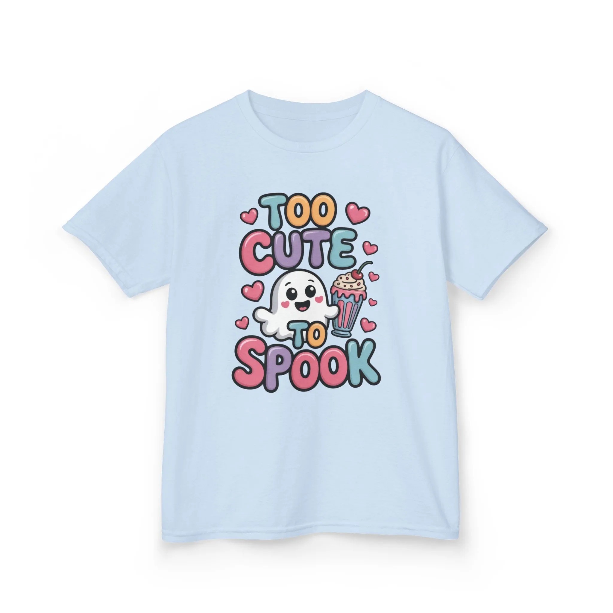Kids Too Cute To Spook T-Shirt, Cute Ghost Milkshake Shirt, Kawaii Halloween Tee for Boys & Girls - Image 9
