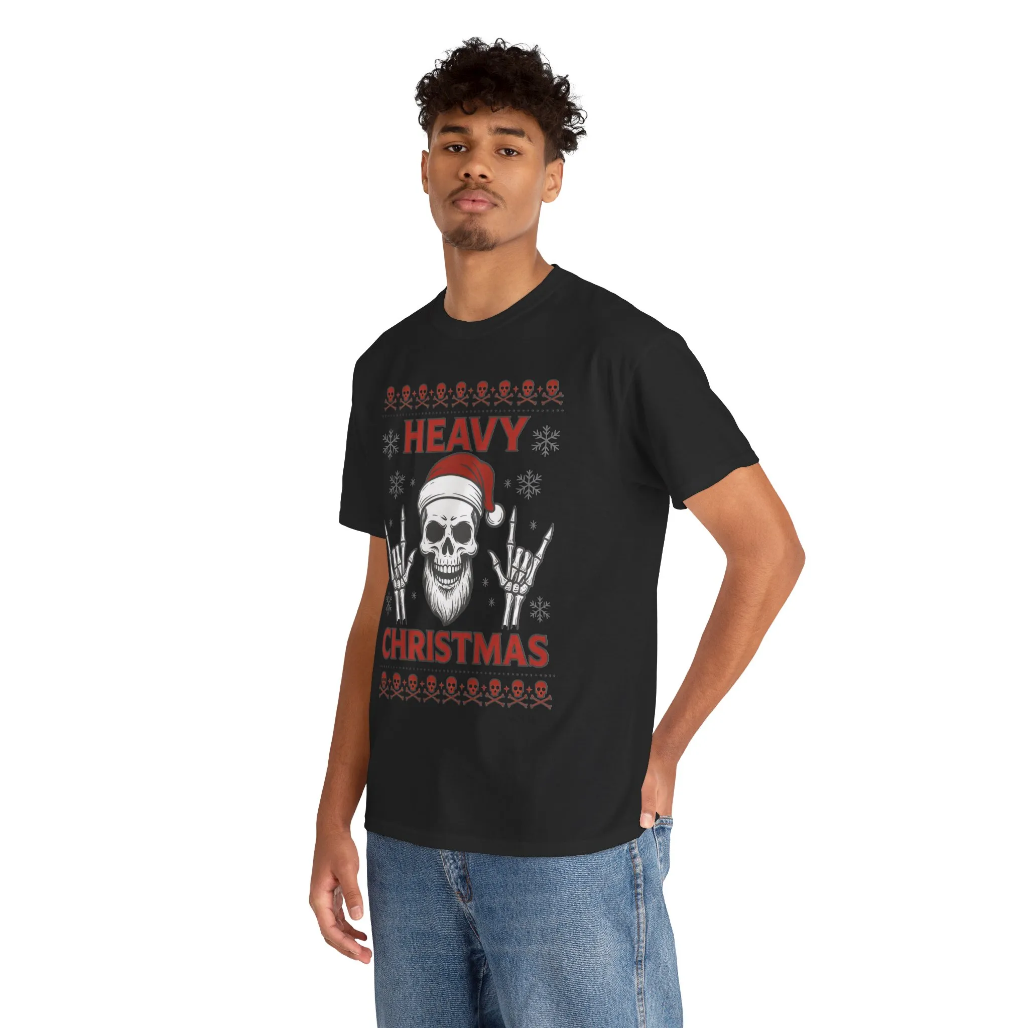 Heavy Christmas Men's T-Shirt, Metal Santa Skull Holiday Pullover for Men - Image 6