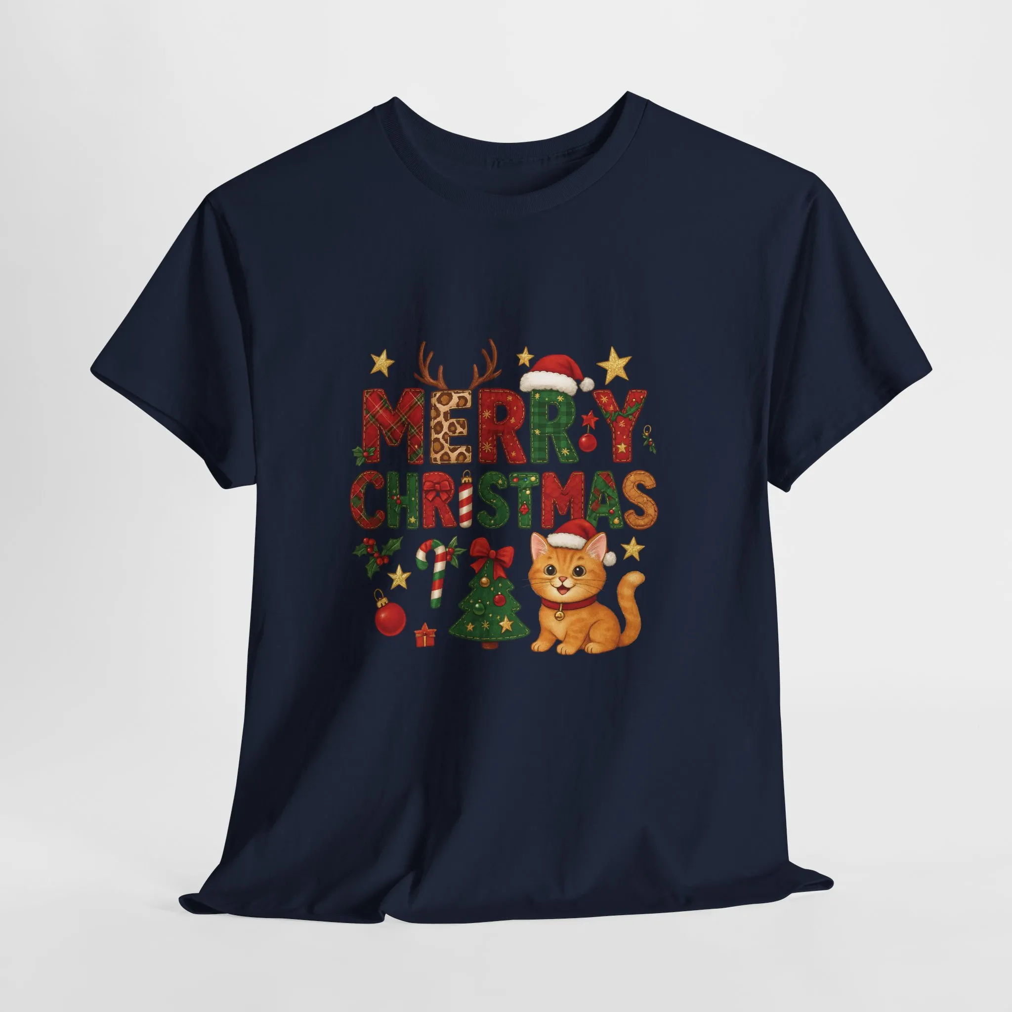 Merry Christmas Cat Shirt, Cute Holiday Cat Lovers Tee for Women - Image 16
