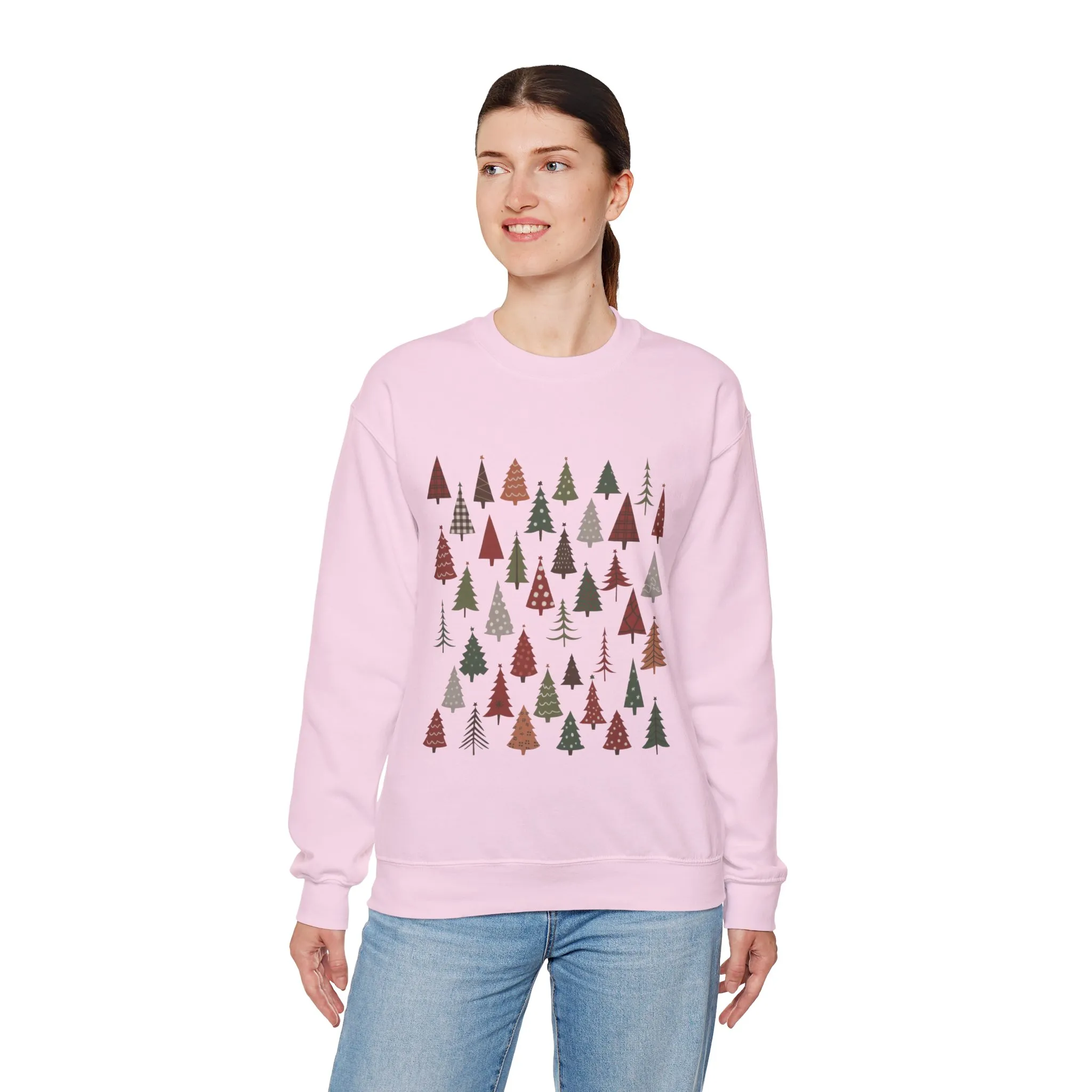 Women's Minimal Christmas Tree Sweatshirt, Rustic Holiday Pullover - Image 27