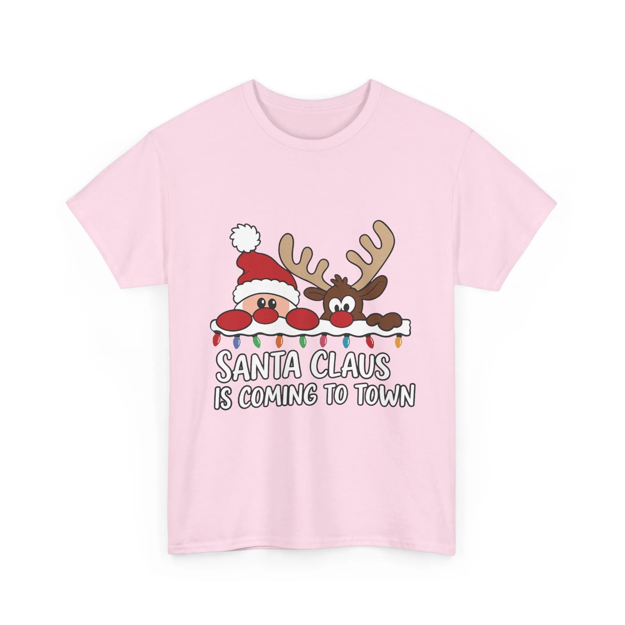 Santa Claus Is Coming to Town Women's Christmas T-Shirt, Cute Santa - Reindeer Holiday Tee - Image 22