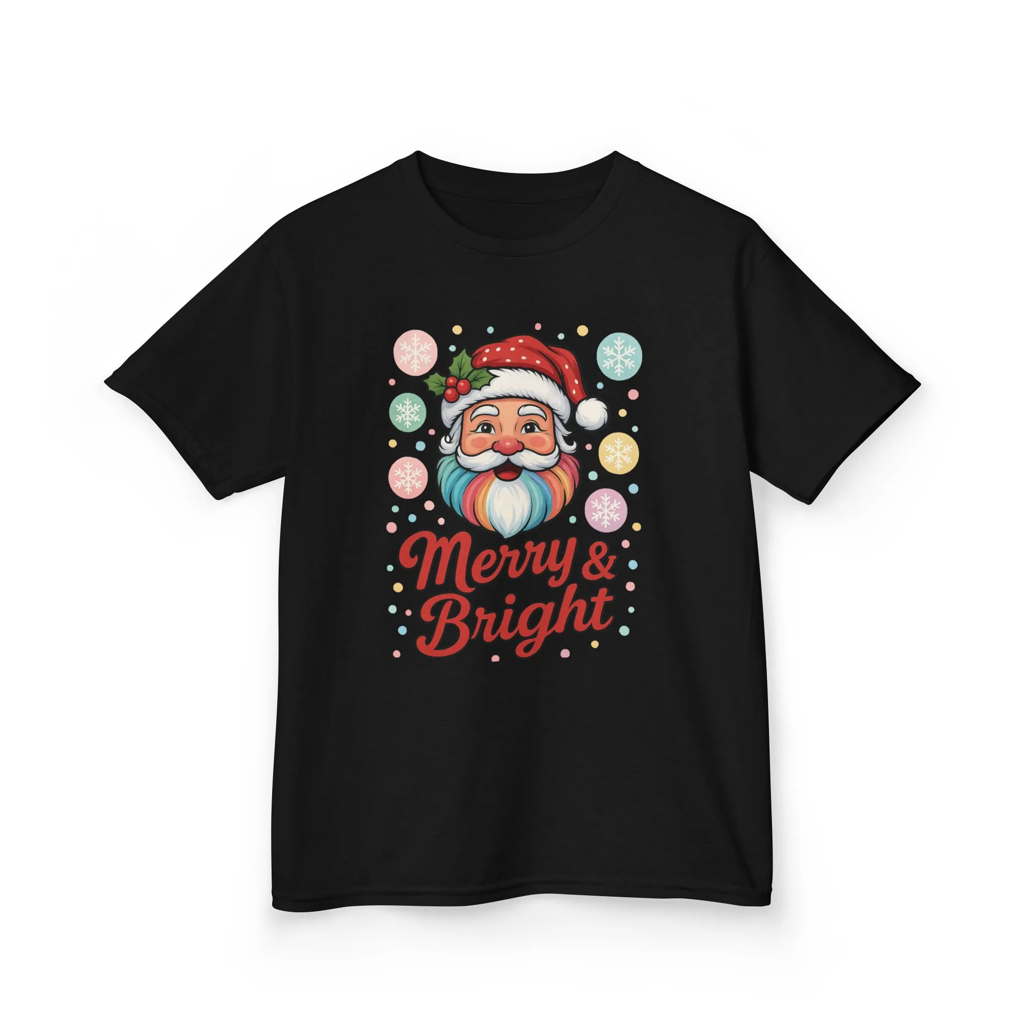 Kids Merry - Bright Santa Christmas T-Shirt, Cute Pastel Holiday Tee, Colorful Santa Shirt for Girls - Image 5
