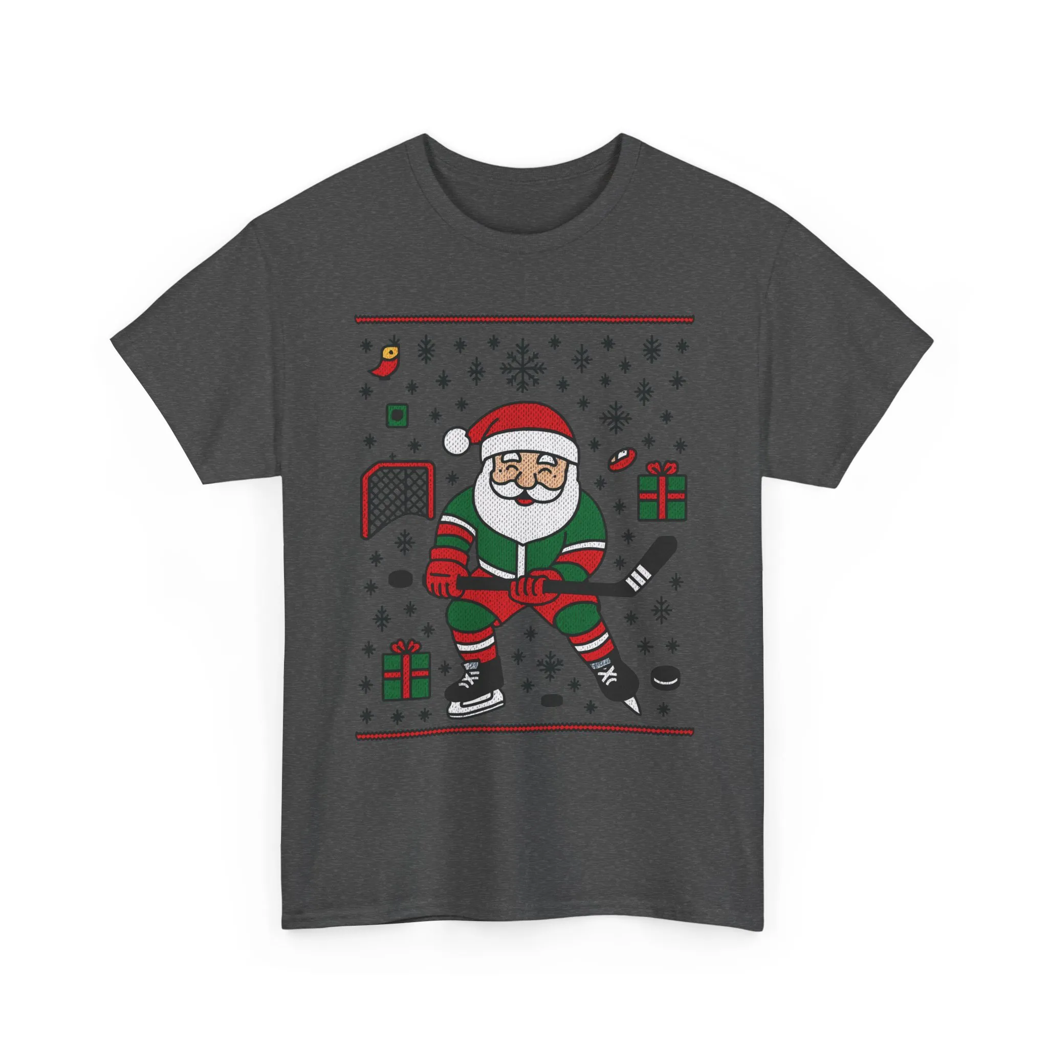 Hockey Santa Men's Christmas T-Shirt, Funny Sports Holiday Tee - Image 16