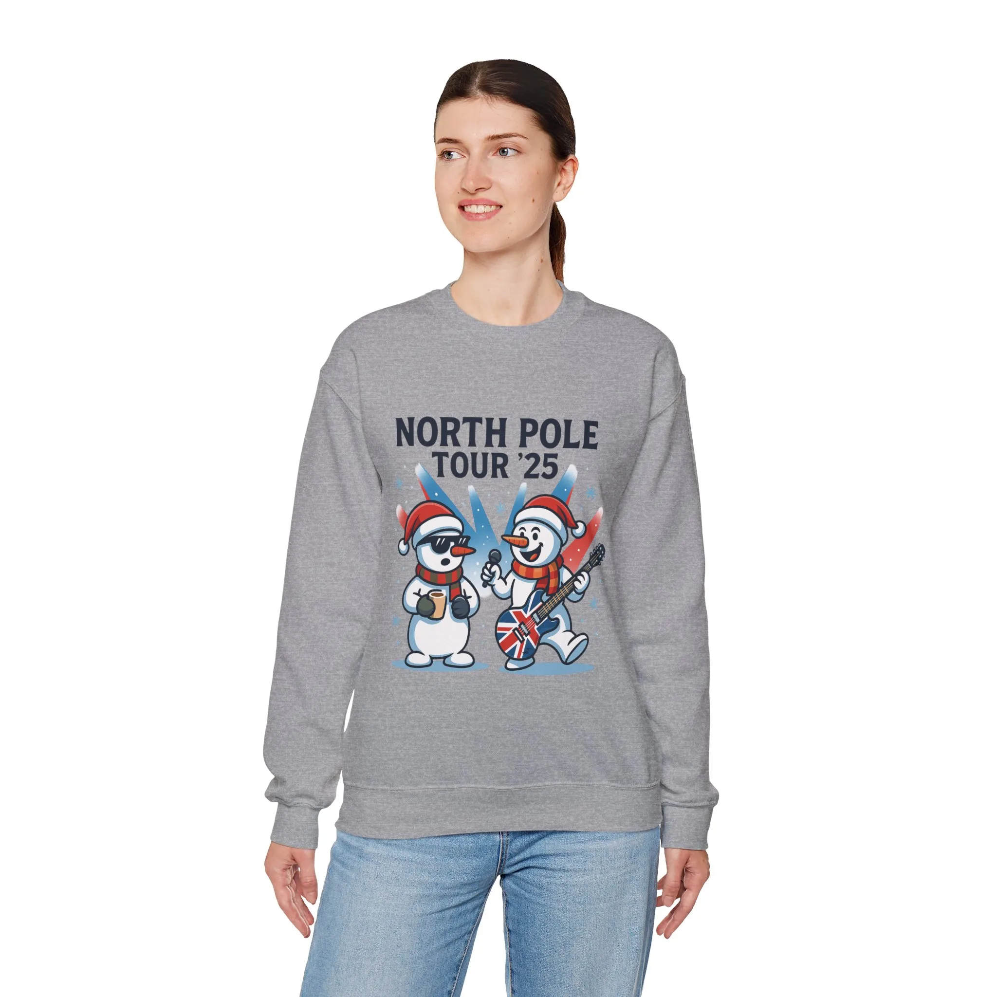 North Pole Tour 25 Women's Christmas Sweatshirt, Funny Rock Holiday Jumper - Image 3