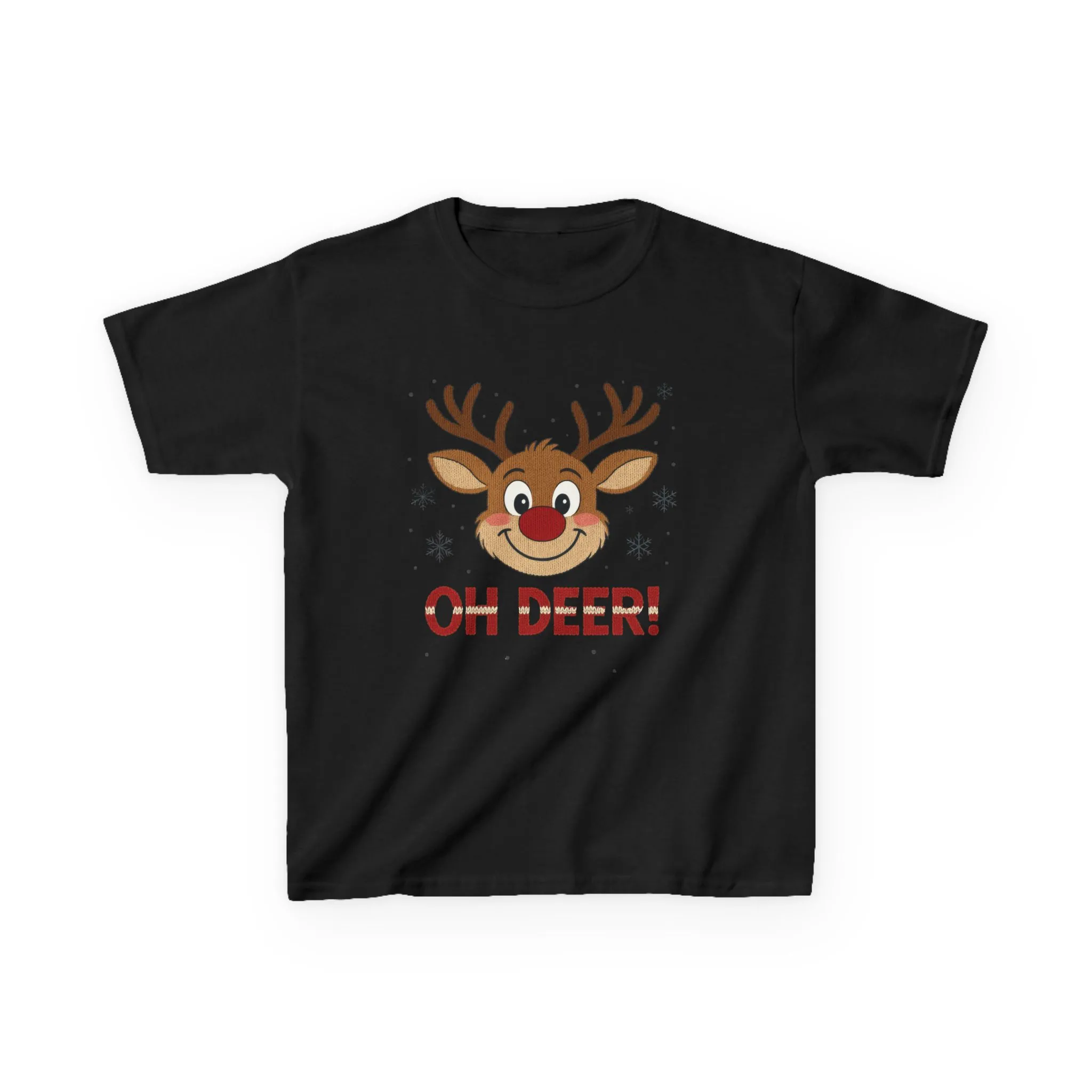 Girls Oh Deer Christmas T-Shirt, Cute Reindeer Kids Holiday Tee - Image 7