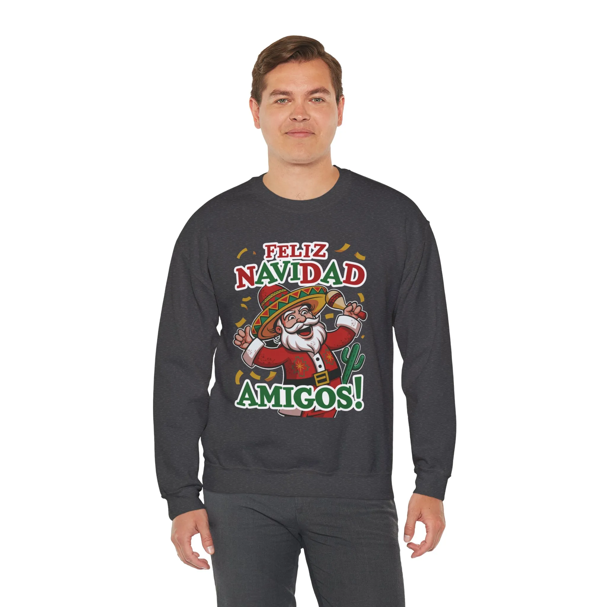 Feliz Navidad Amigos Sweatshirt, Funny Mexican Santa Christmas Jumper, Latin Holiday Fiesta Pullover - Image 18