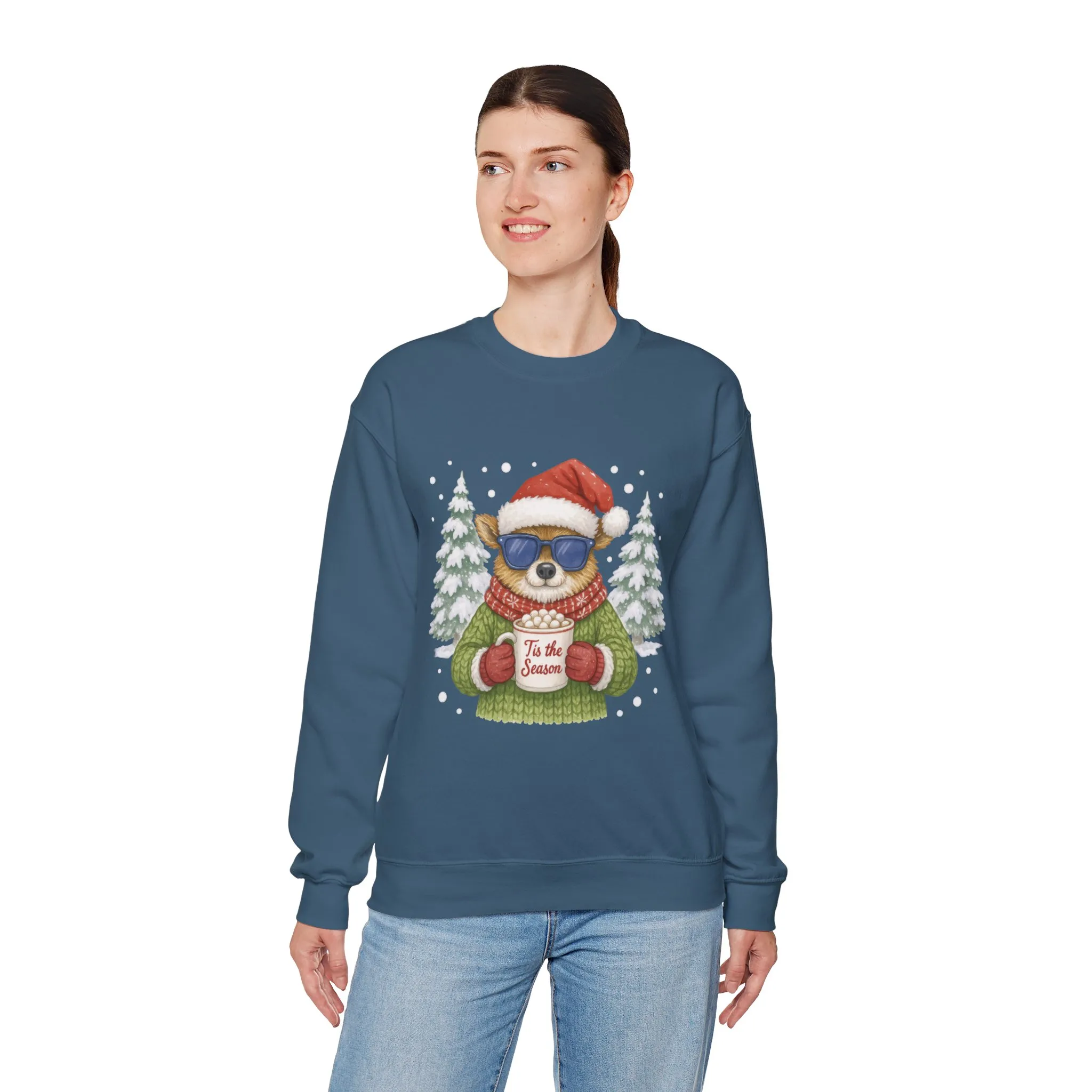 Women's Tis the Season Christmas Sweatshirt, Festive Reindeer Pullover - Image 15