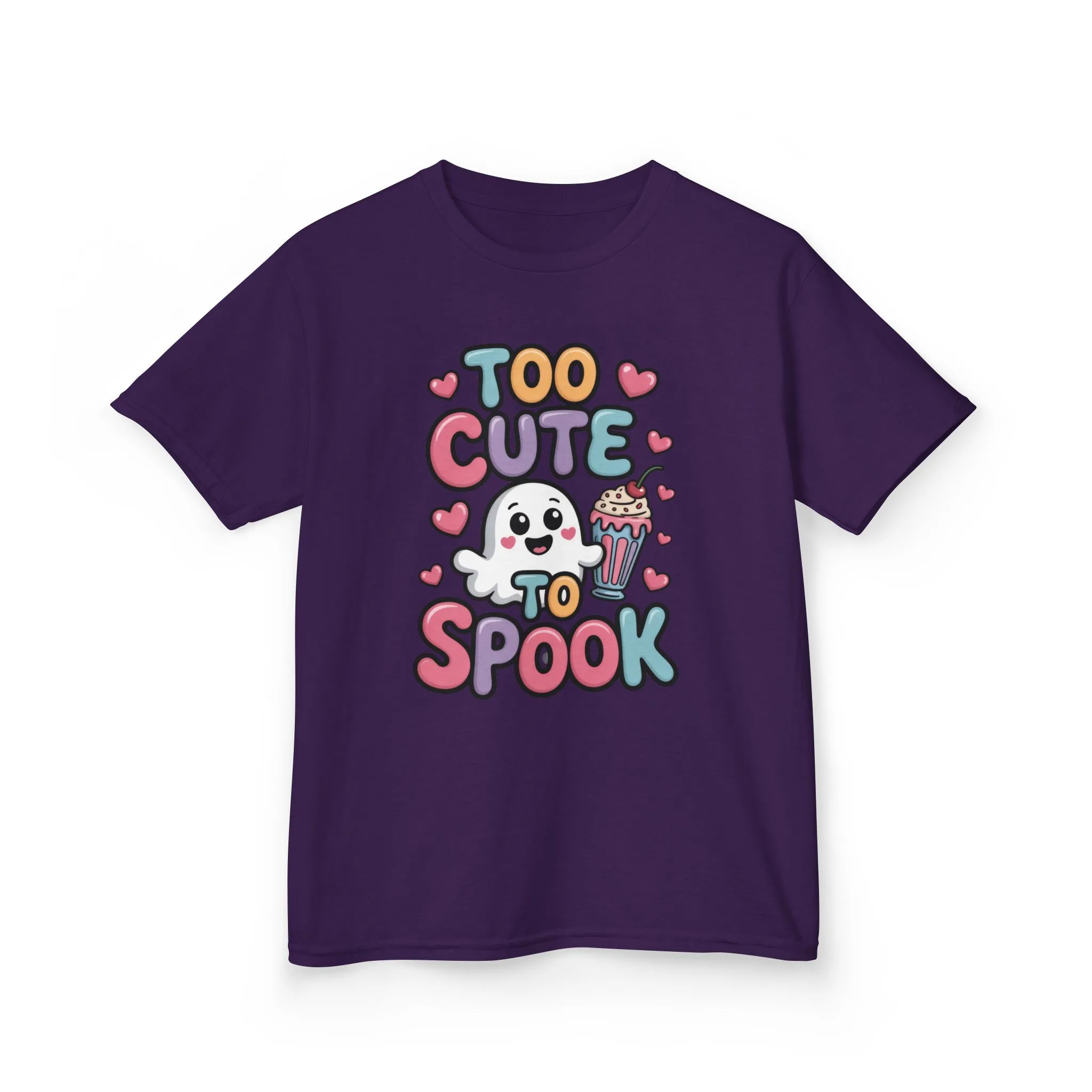Kids Too Cute To Spook T-Shirt, Cute Ghost Milkshake Shirt, Kawaii Halloween Tee for Boys & Girls - Image 13