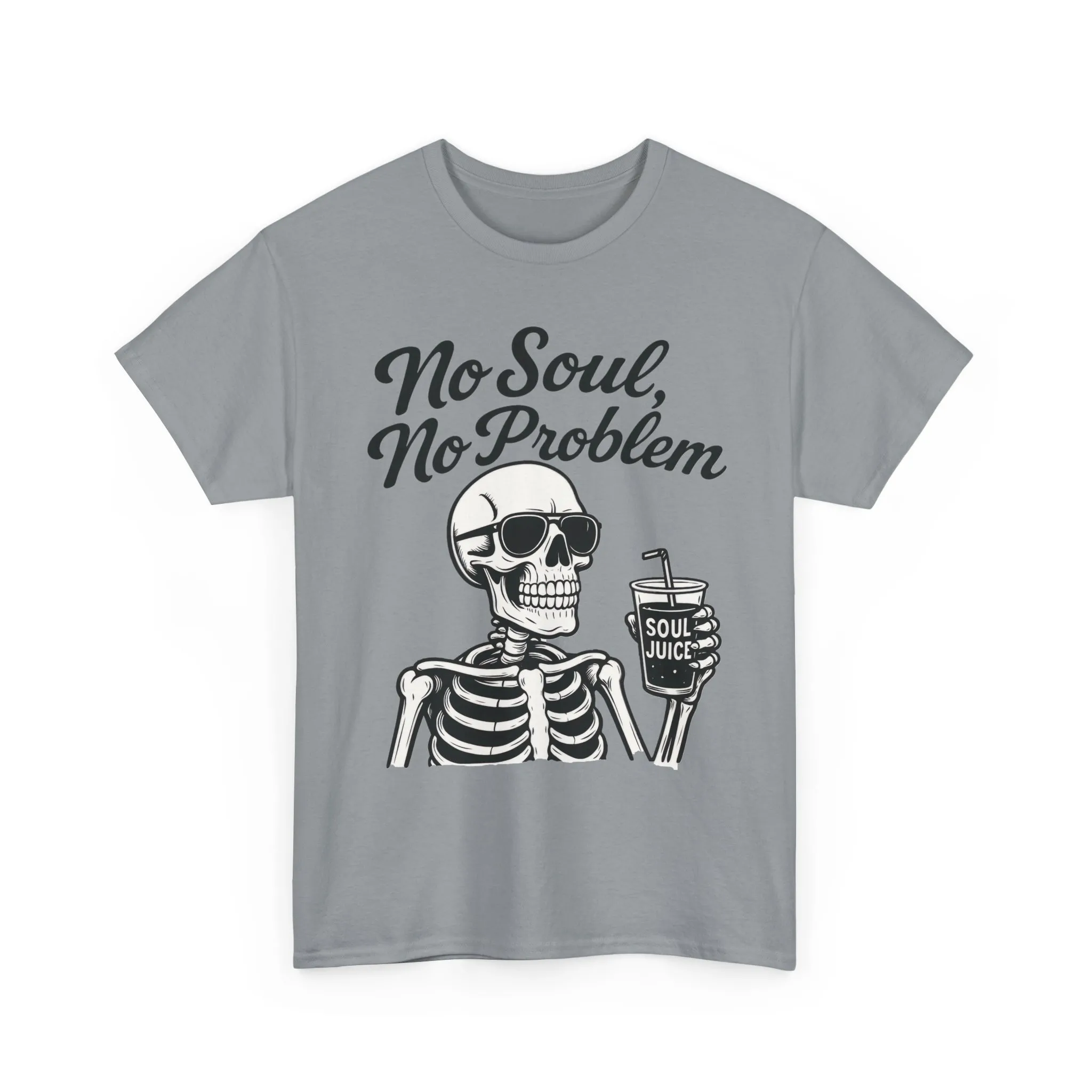 No Soul No Problem Skeleton T-Shirt for Men, Funny Gothic Skull Tee, Cool Spooky Halloween Shirt, Dark Humor Skeleton Graphic Top - Image 13