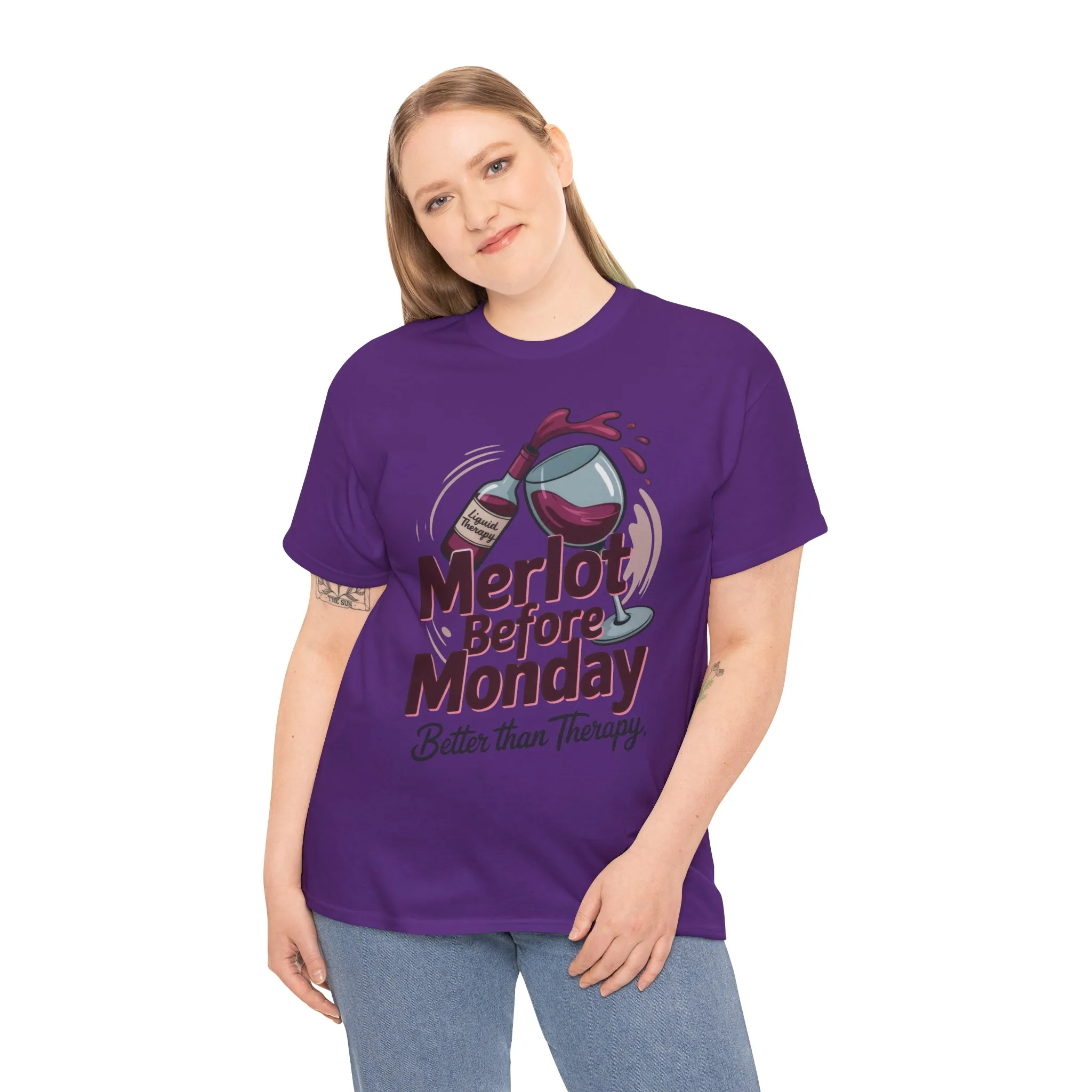 Merlot Before Monday Shirt Women, Funny Wine Tee, Better Than Therapy Tee, Wine Lover Gift - Image 24