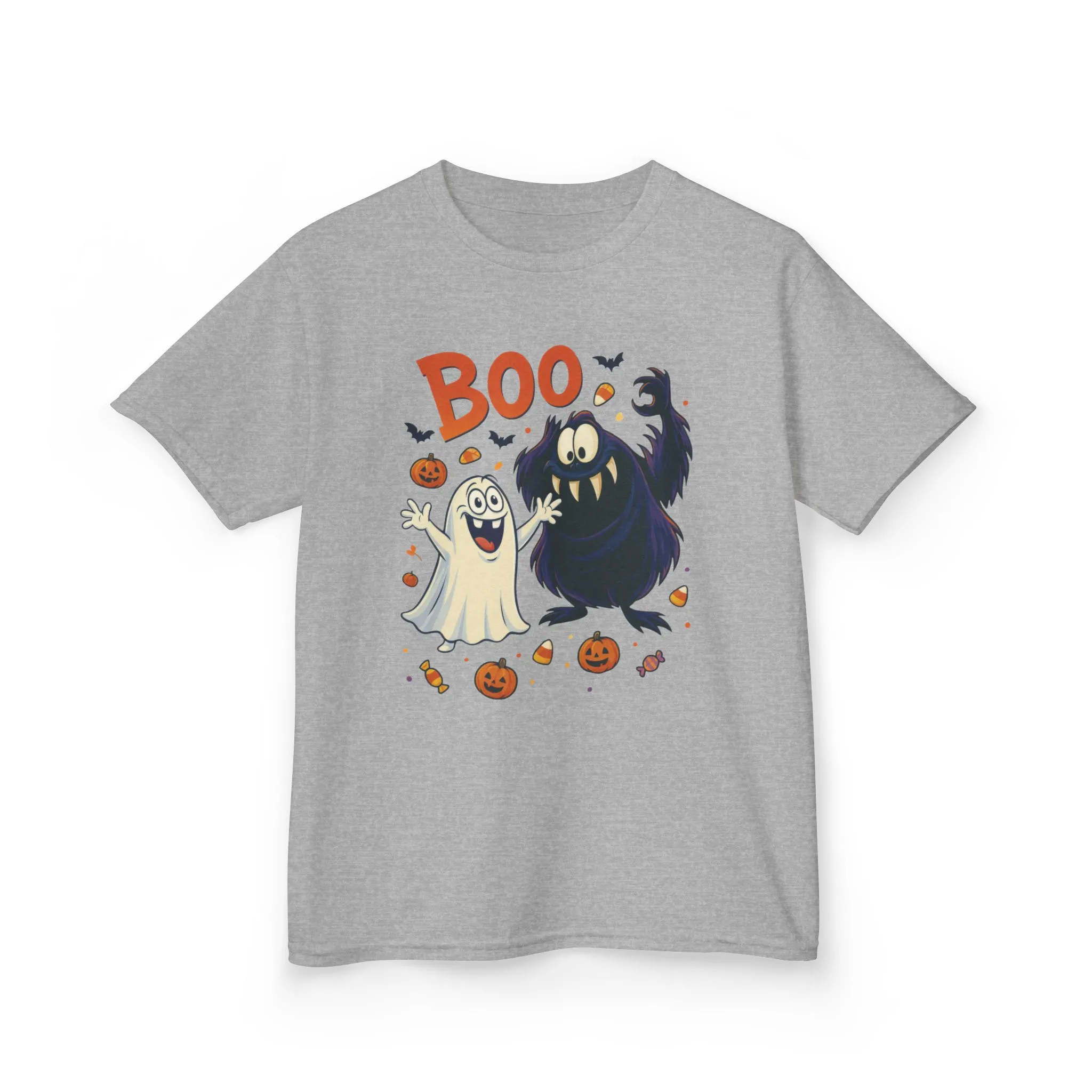 Kids Halloween T-Shirt BOO! Cute Ghost Monster Shirt, Funny Spooky Graphic Tee for Boys Girls, Halloween Costume Gift