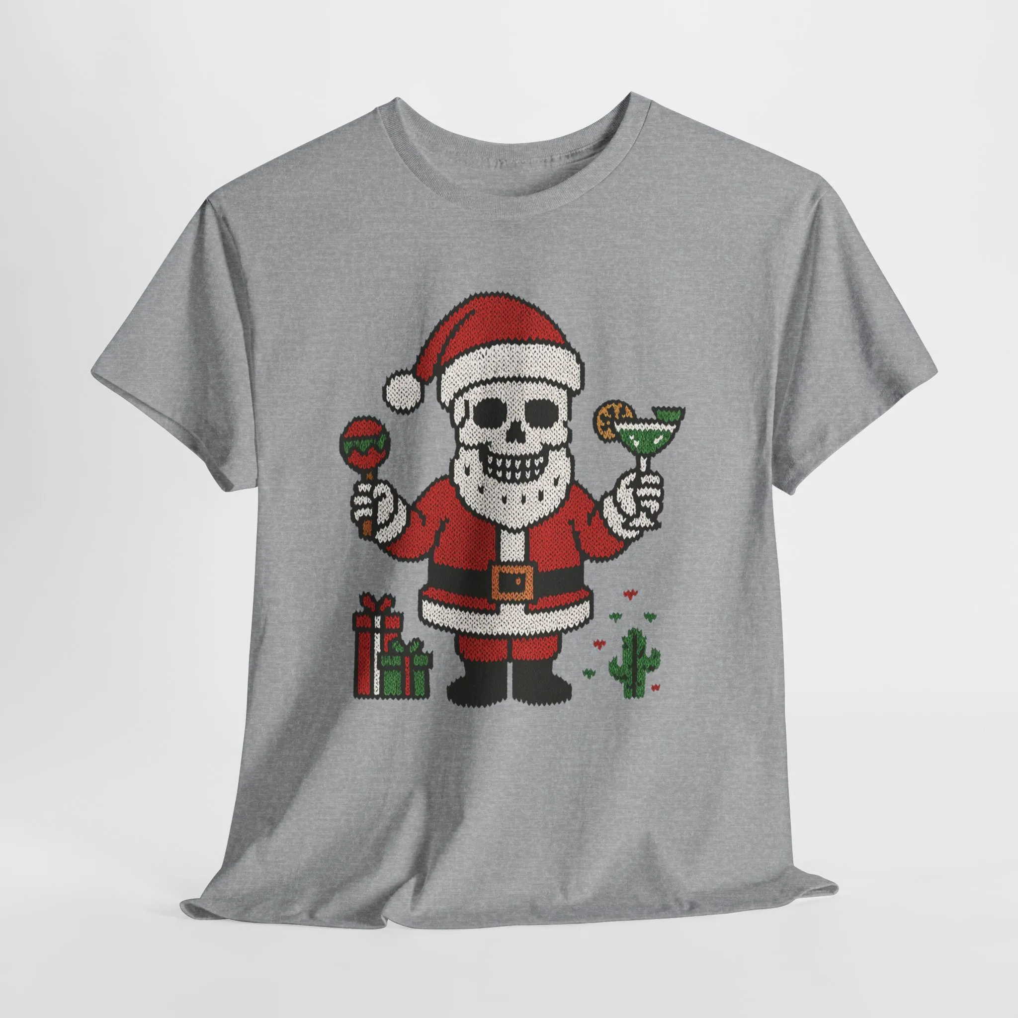 Funny Santa Skull Christmas Men's Shirt, Holiday Margarita Tee for Men - Image 2