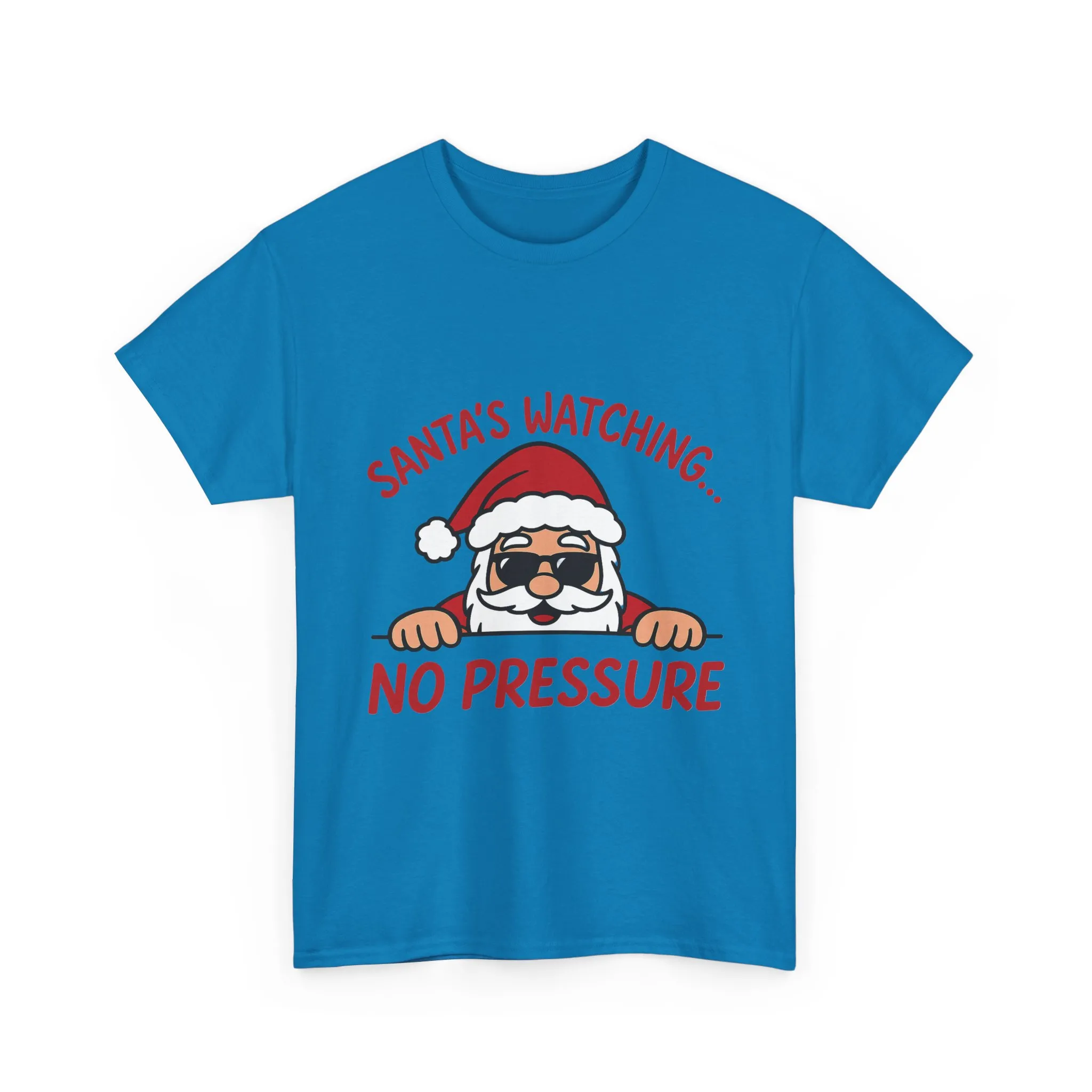 Santa's Watching No Pressure Men's Christmas T-Shirt, Funny Holiday Tee - Image 2