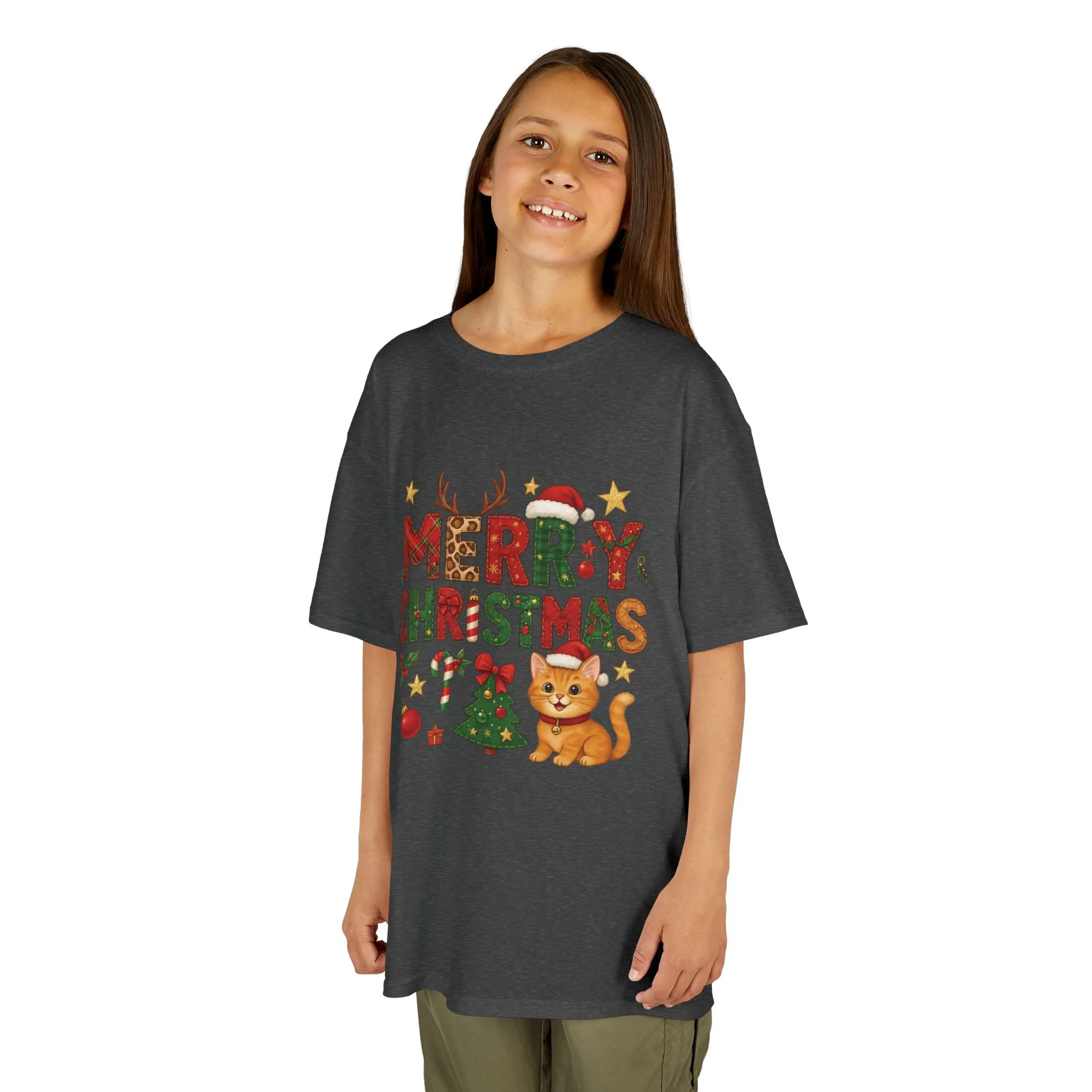 Merry Christmas Cat Shirt for Girls, Cute Holiday Kitten Tee - Image 11