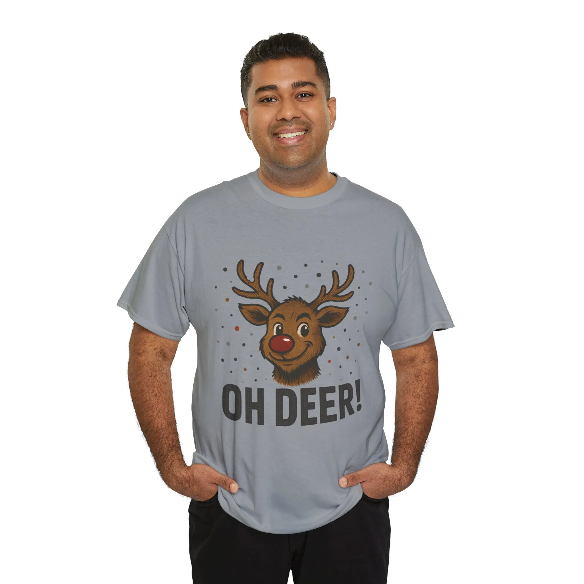 Men's Oh Deer Funny Christmas T-Shirt, Reindeer Holiday Graphic Tee - Image 9