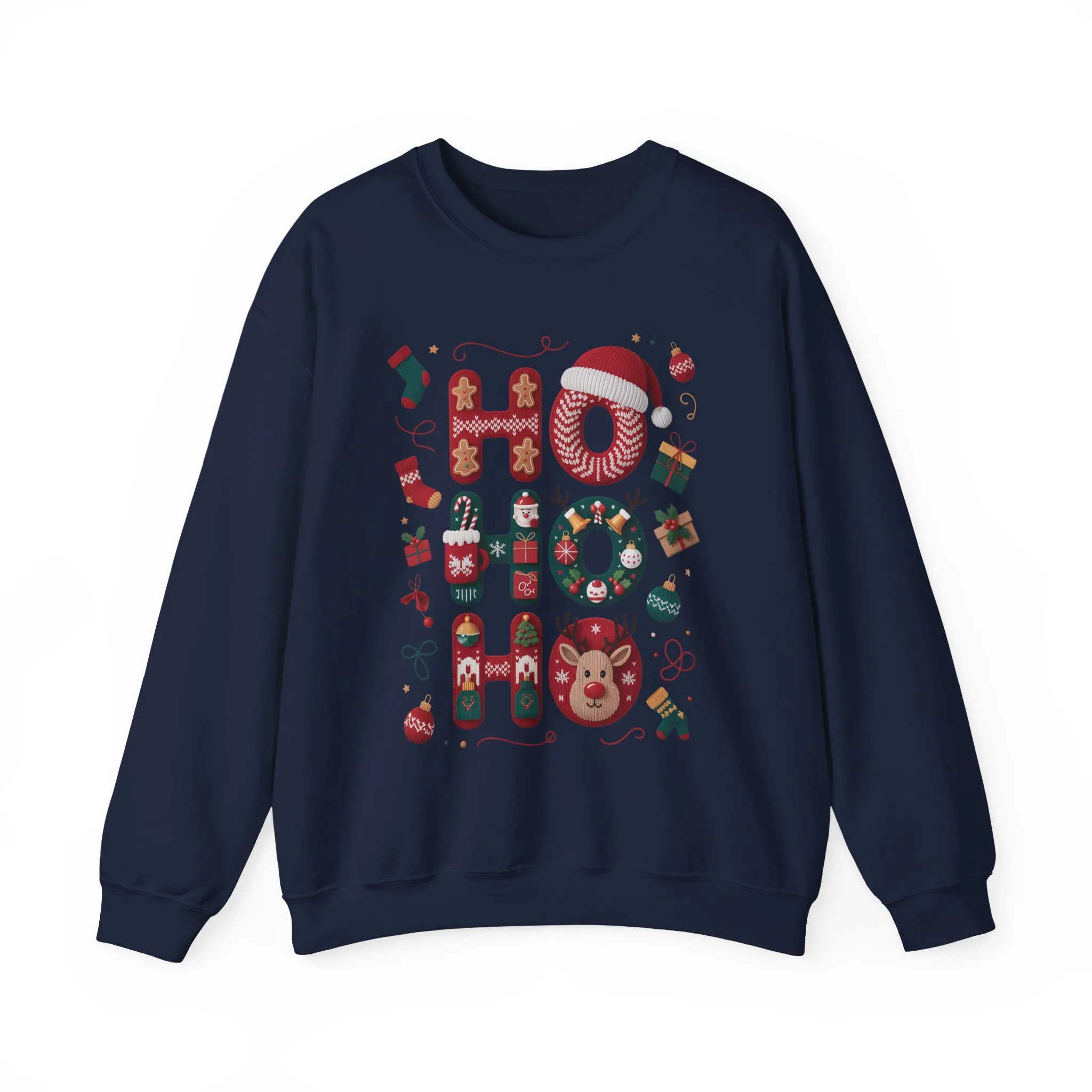 Ho Ho Ho Christmas Sweatshirt, Cute Women's Holiday Hoodie - T-Shirt, Festive Gingerbread - Reindeer Design, Cozy Winter Christmas Jumper - Image 22