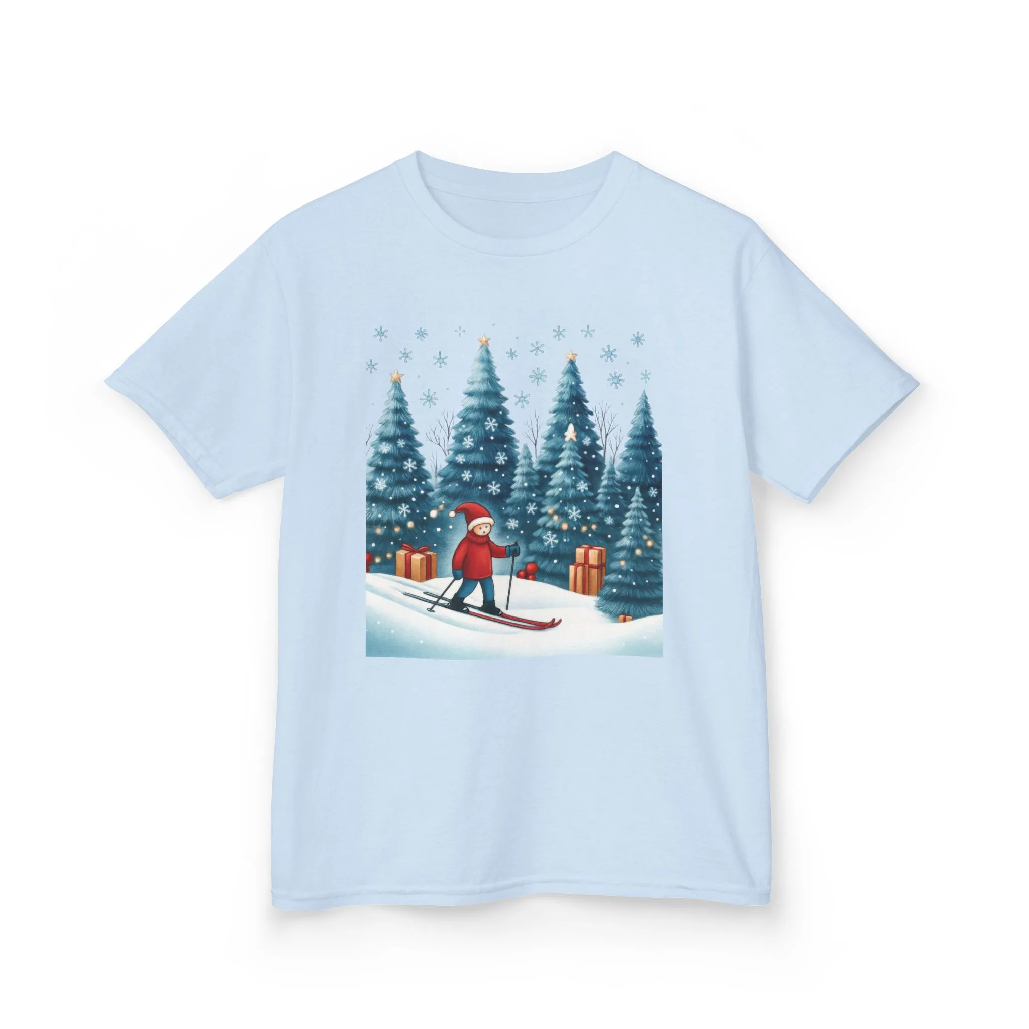 Kids Christmas Skiing T-Shirt, Cute Winter Holiday Graphic Tee, Kids Heavy Cotton™ Tee - Image 9