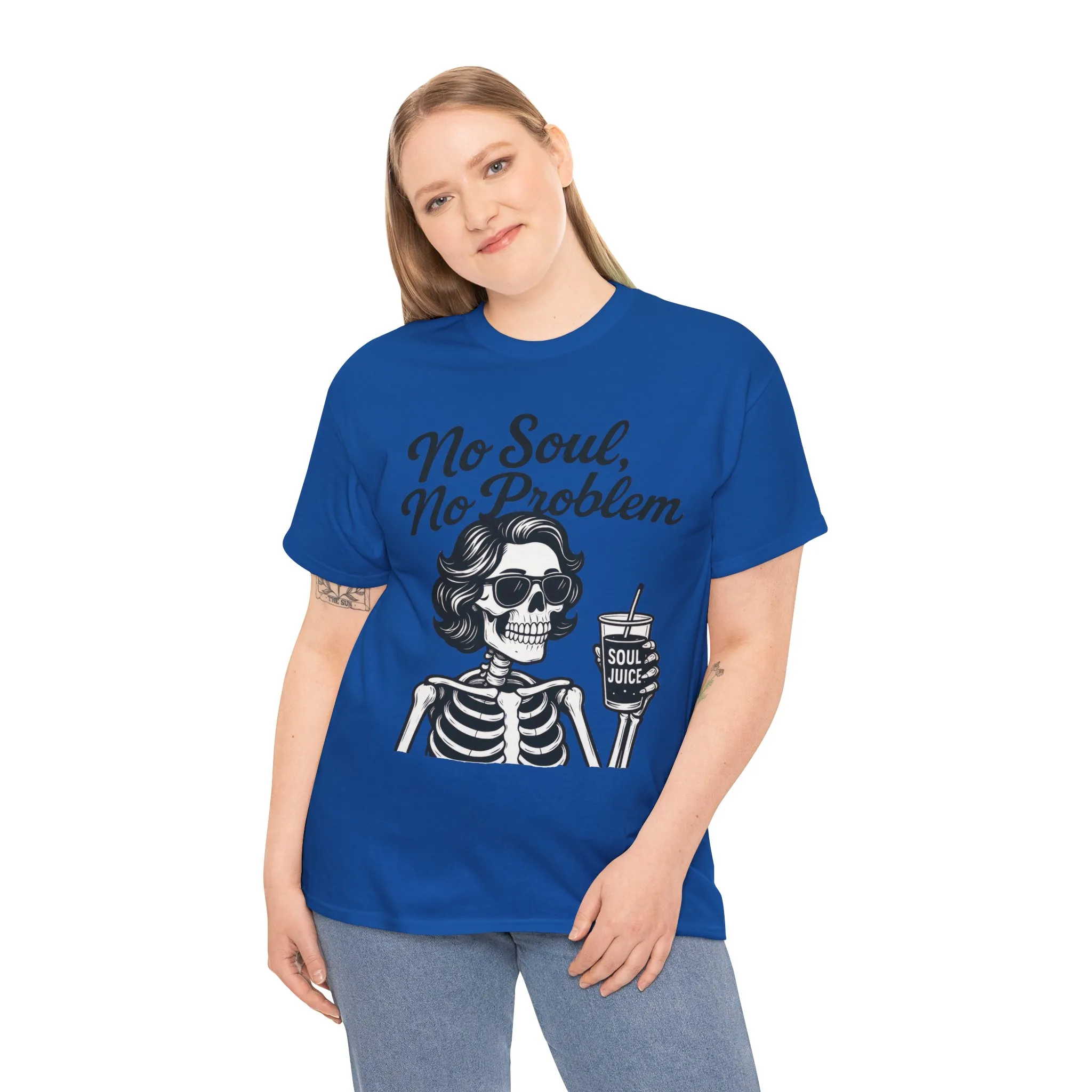 No Soul No Problem Skeleton T-Shirt for Women, Funny Gothic Skull Tee, Dark Humor Halloween Shirt, Spooky Retro Skeleton Top - Image 15