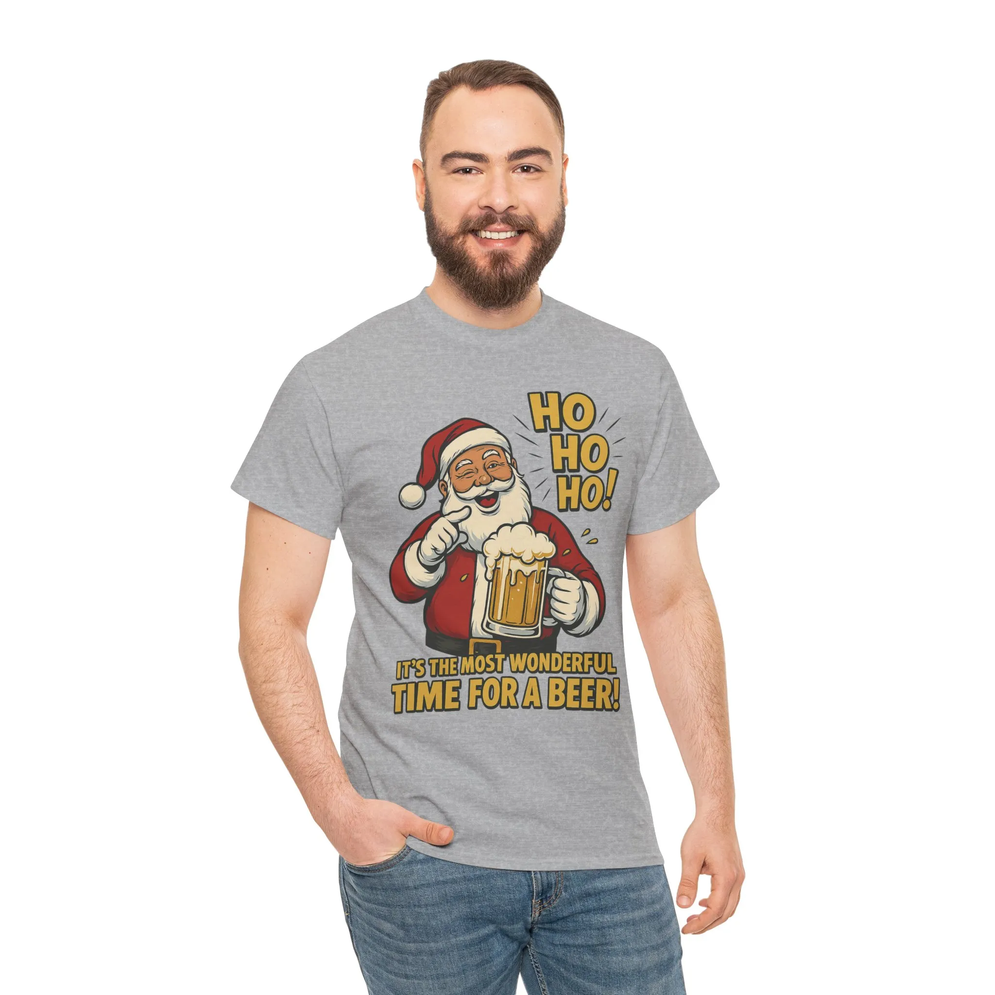 Funny Santa Beer Christmas T-Shirt, Men's Holiday Party Tee - Image 20