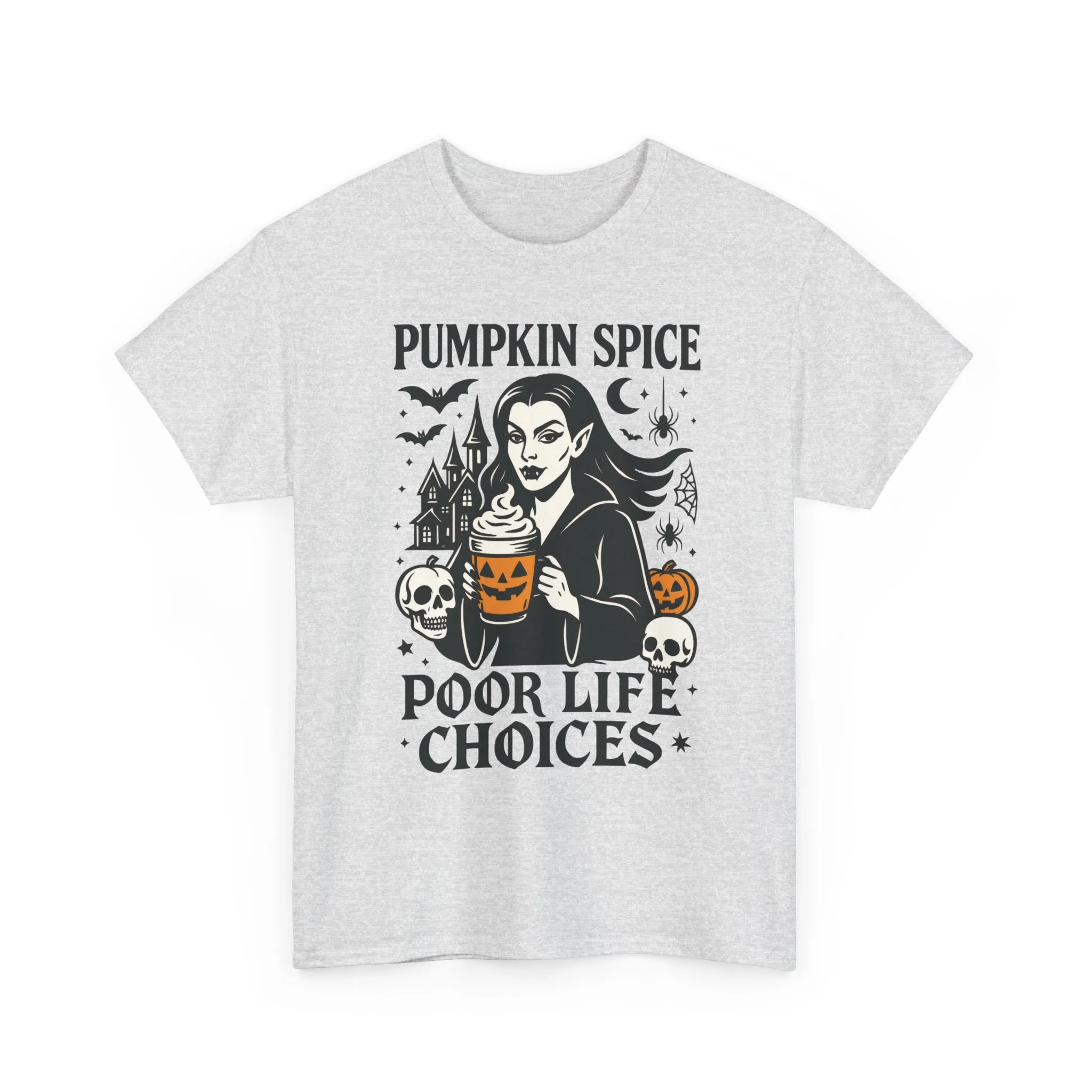 Pumpkin Spice Poor Life Choices Women's T-Shirt, Funny Vampire Coffee Halloween Graphic Tee - Image 2