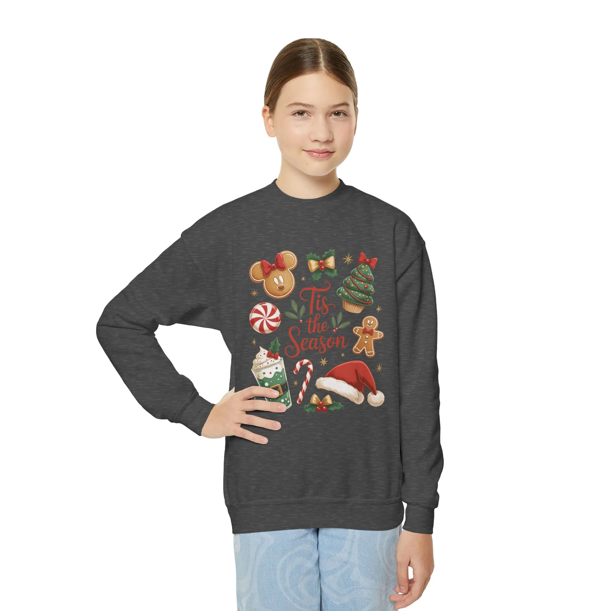 Tis the Season Christmas Sweatshirt for Girls, Cozy Holiday Cookie Jumper, Youth Crewneck Sweatshirt - Image 10
