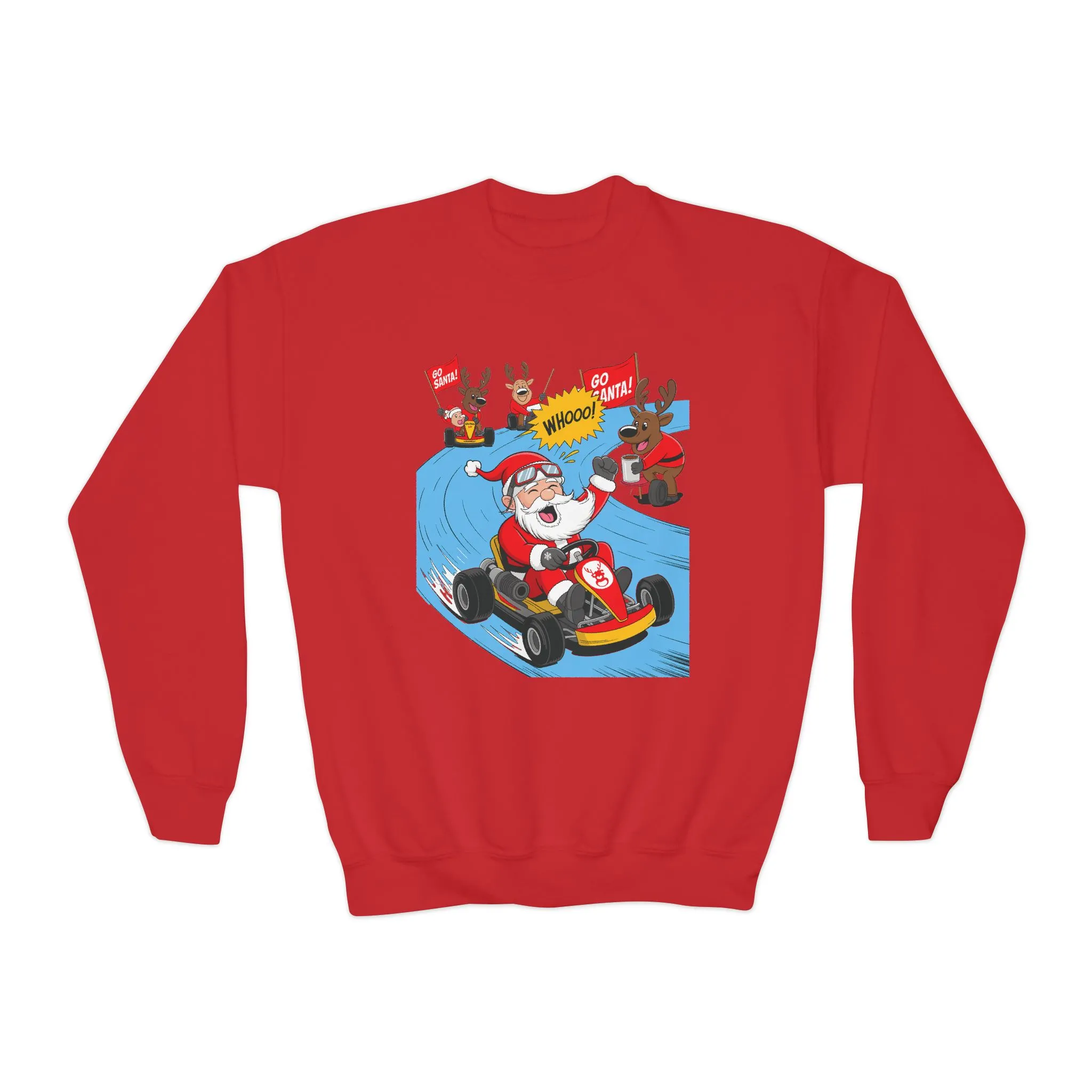Go Santa Kart Racing Christmas Sweatshirt, Funny Santa - Reindeer Holiday Sweatshirt for Kids, Cute Christmas Jumper, Youth Xmas Gift - Image 16