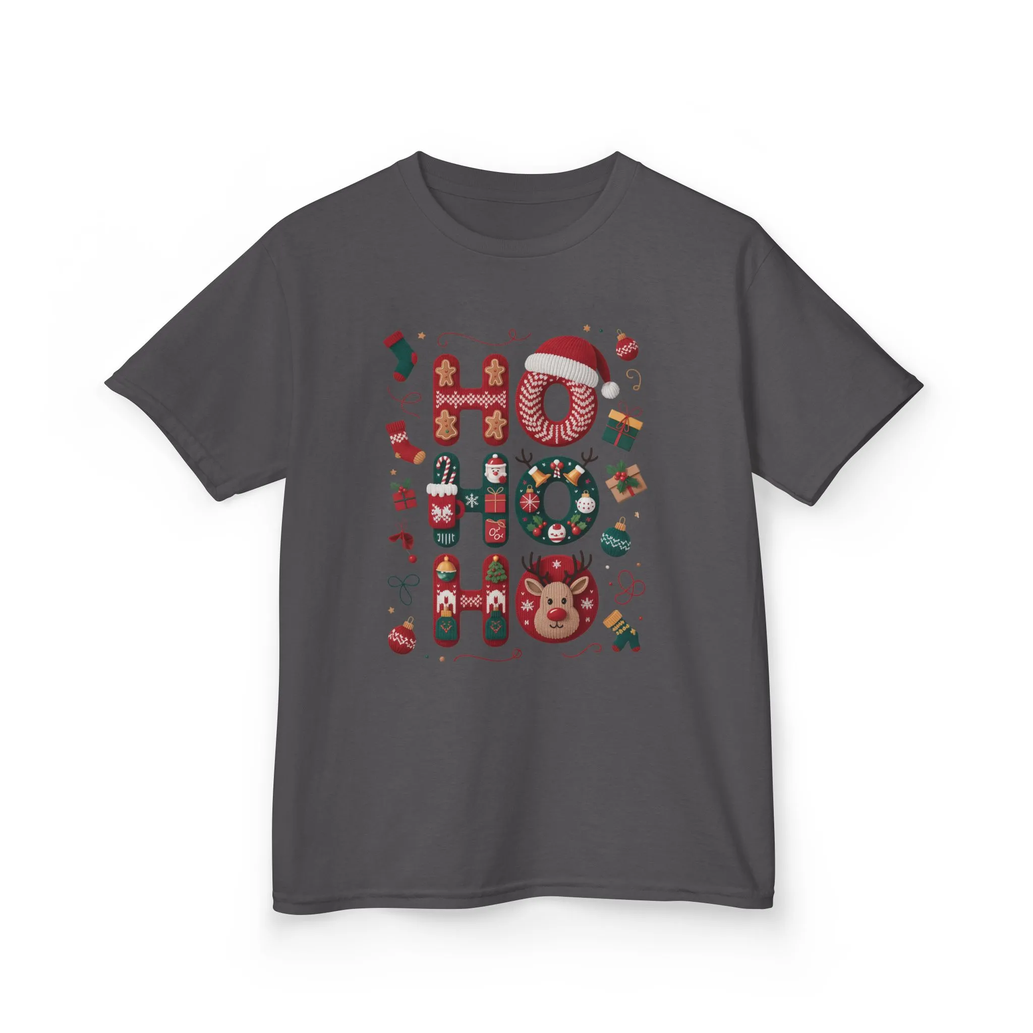 Ho Ho Ho Kids Christmas T-Shirt, Cute Girls Holiday Outfit, Reindeer, Gingerbread - Santa Hat Design, Cozy Winter Top - Image 9