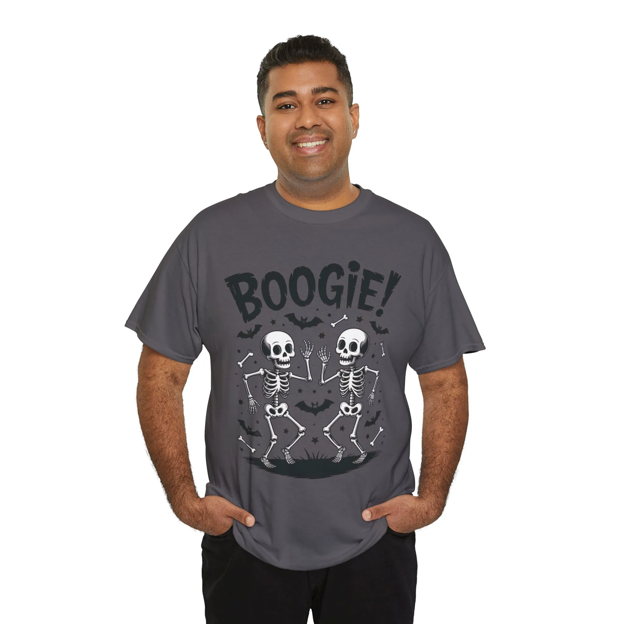 BOOGIE! Dancing Skeleton Halloween Mens's T-Shirt, Funny Spooky Graphic Tee for Men, Men'sHeavy Cotton Tee - Image 15