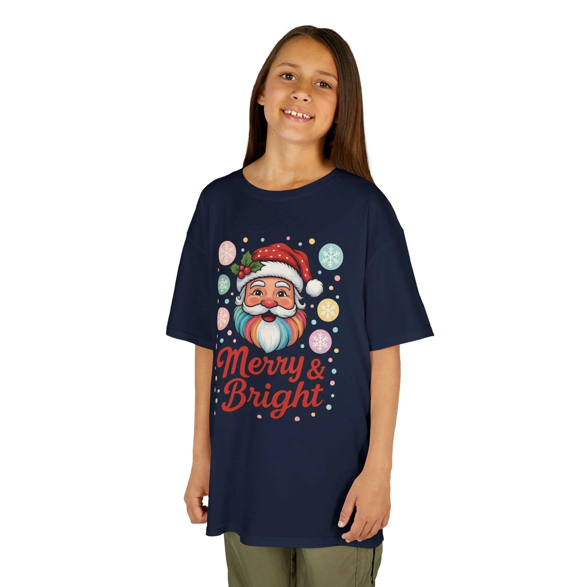 Kids Merry - Bright Santa Christmas T-Shirt, Cute Pastel Holiday Tee, Colorful Santa Shirt for Girls - Image 12